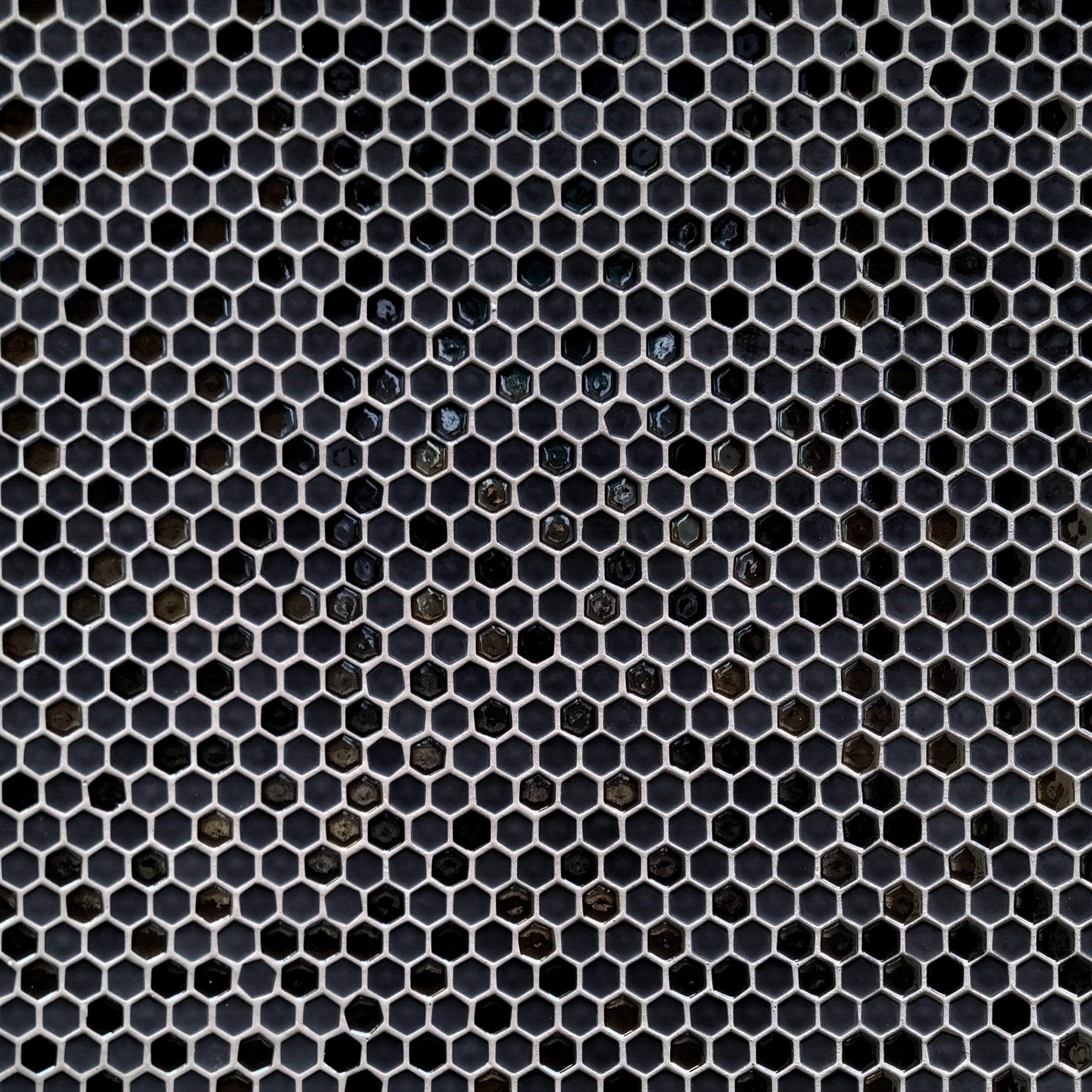 Black Iridescent Hexagon Recycled Glass Floor And Wall Mosaic Tile