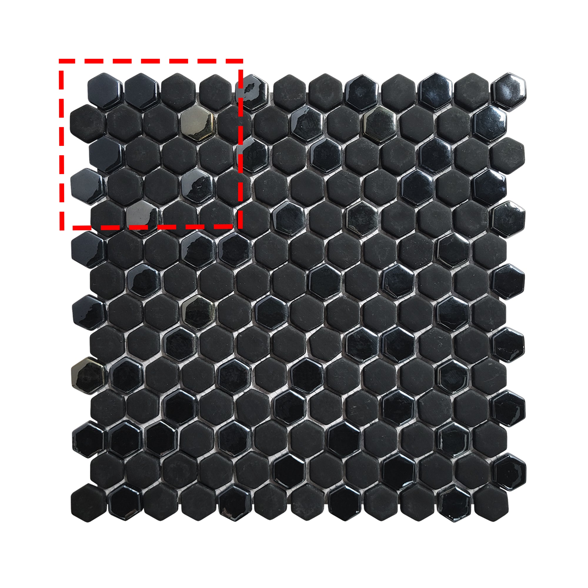Black Iridescent Hexagon Recycled Glass Floor and Wall Mosaic Tile