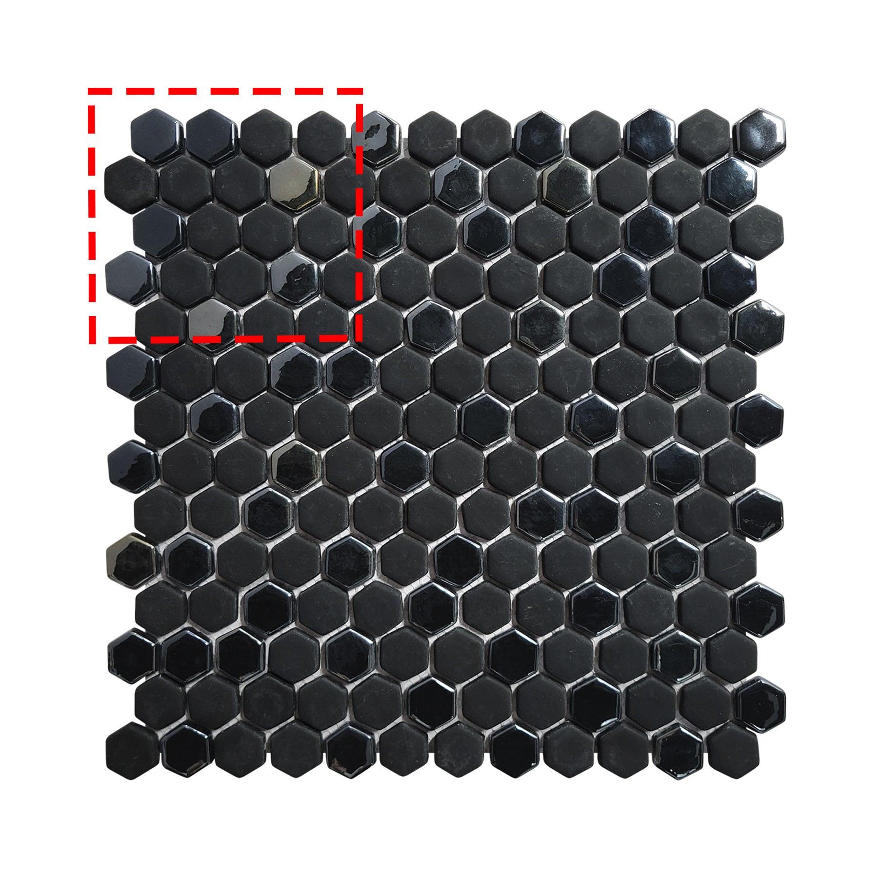 Black Iridescent Hexagon Recycled Glass Floor And Wall Mosaic Tile