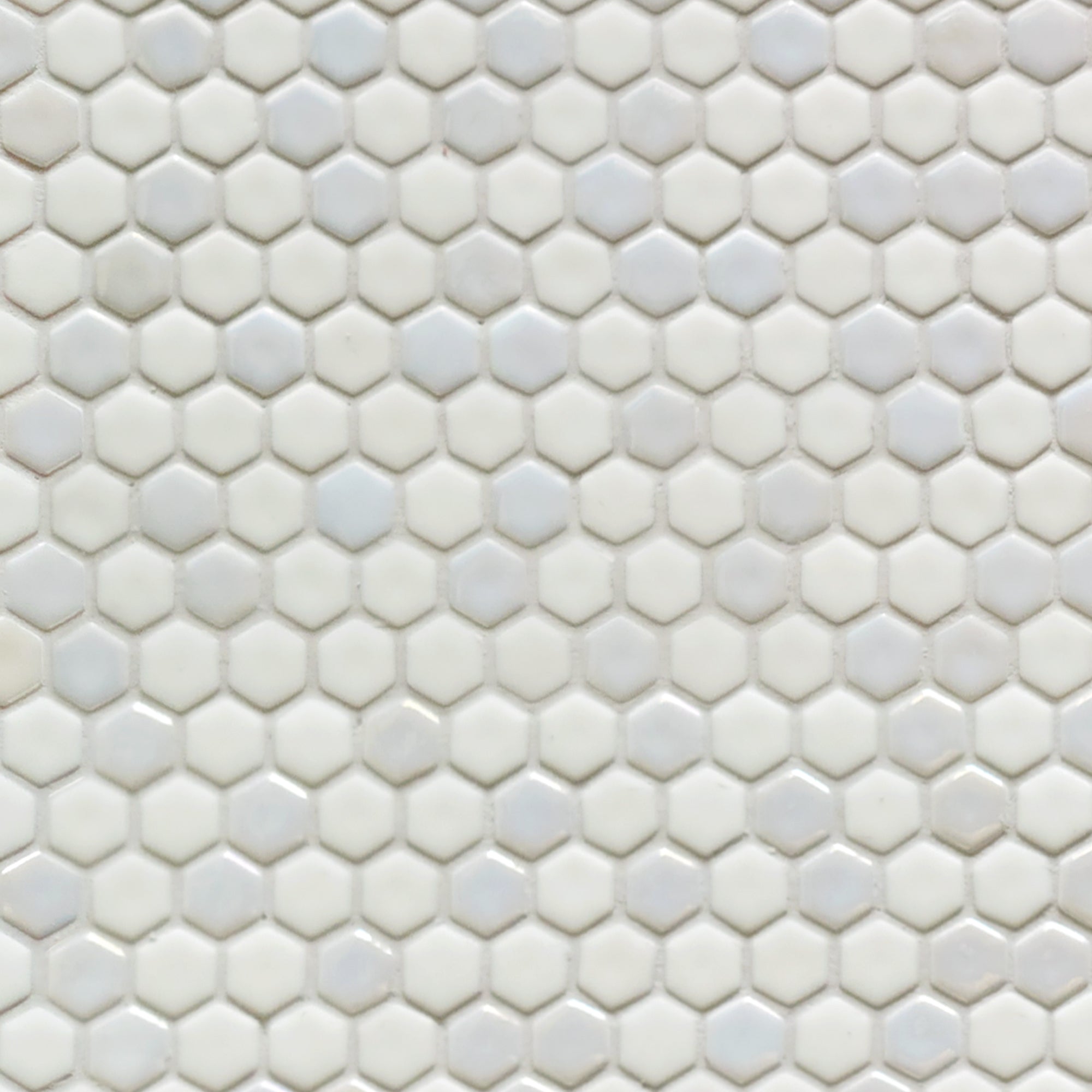 White Iridescent Hexagon Recycled Glass Floor and Wall Mosaic Tile