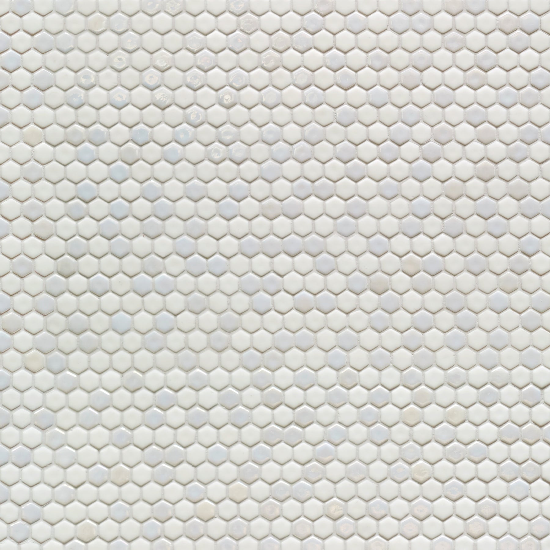 White Iridescent Hexagon Recycled Glass Floor And Wall Mosaic Tile