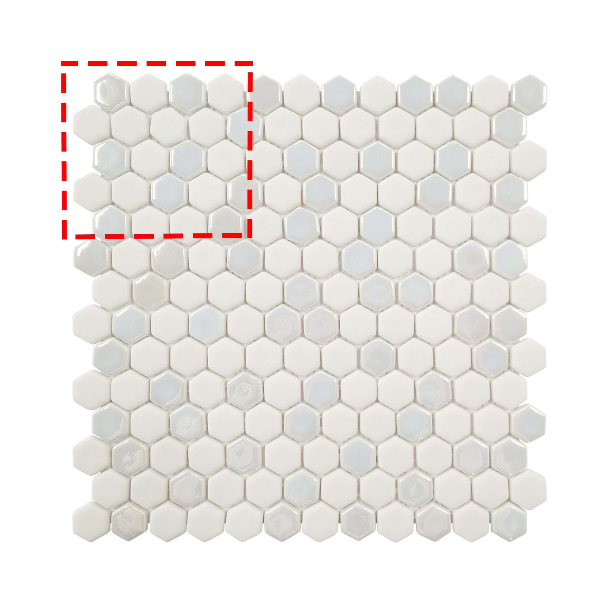White Iridescent Hexagon Recycled Glass Floor and Wall Mosaic Tile