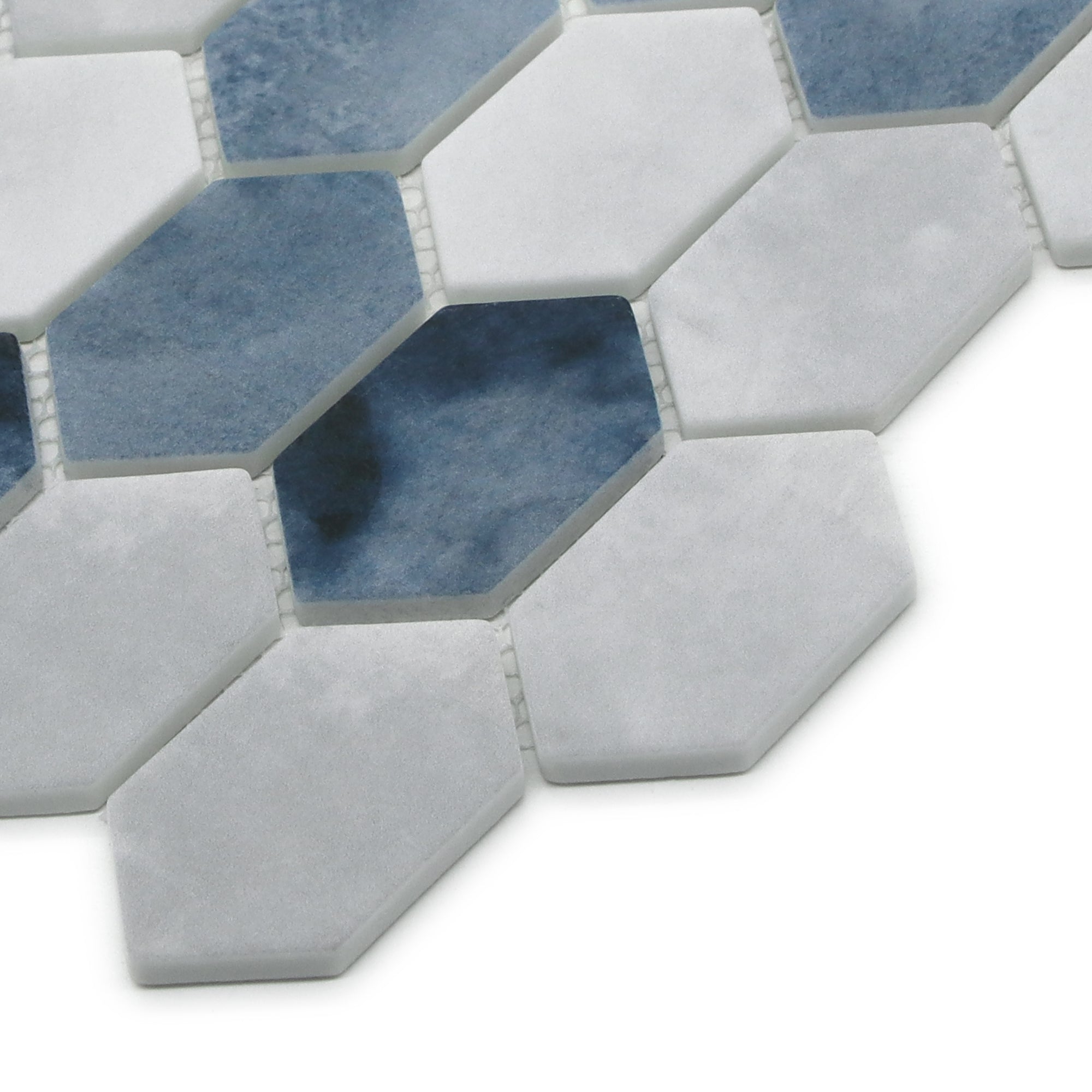 Picket Blue Recycled Glass Floor and Wall Mosaic Tile