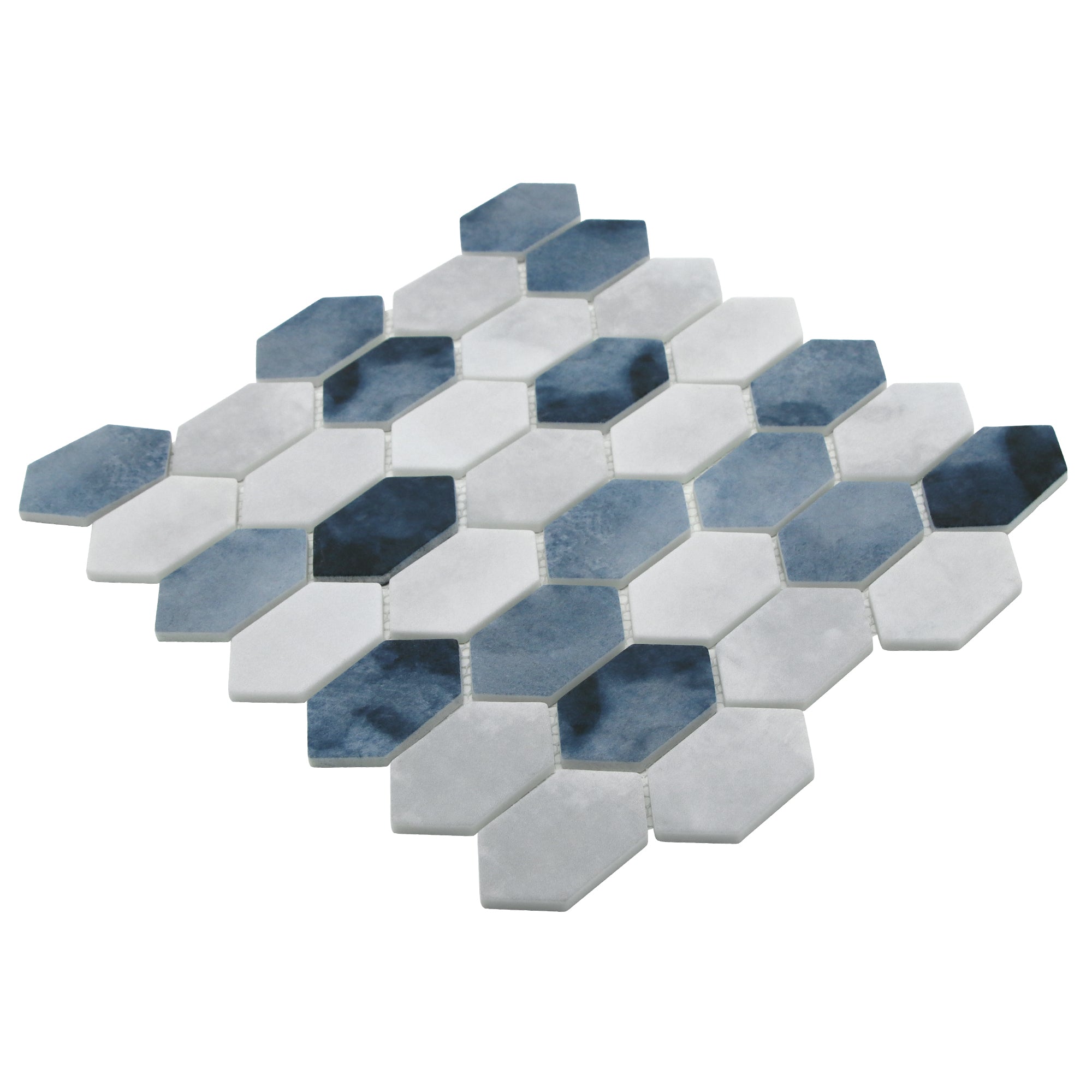 Picket Blue Recycled Glass Floor and Wall Mosaic Tile