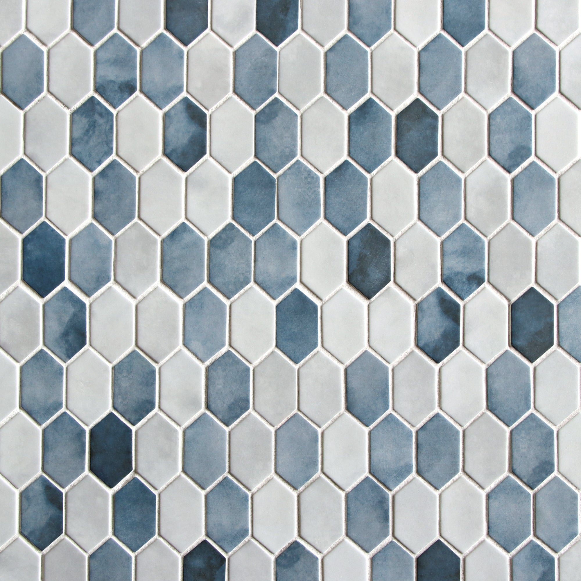 Picket Blue Recycled Glass Floor and Wall Mosaic Tile