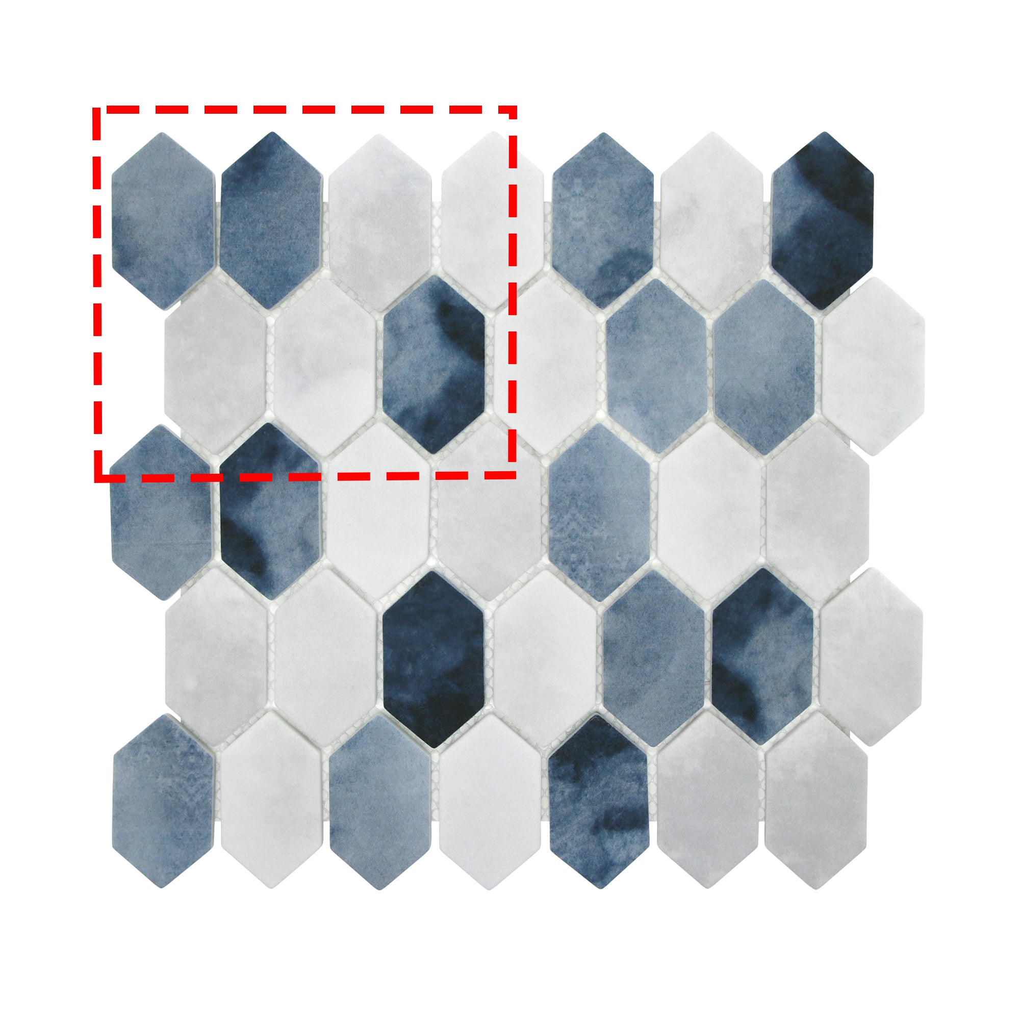 Picket Blue Recycled Glass Floor and Wall Mosaic Tile