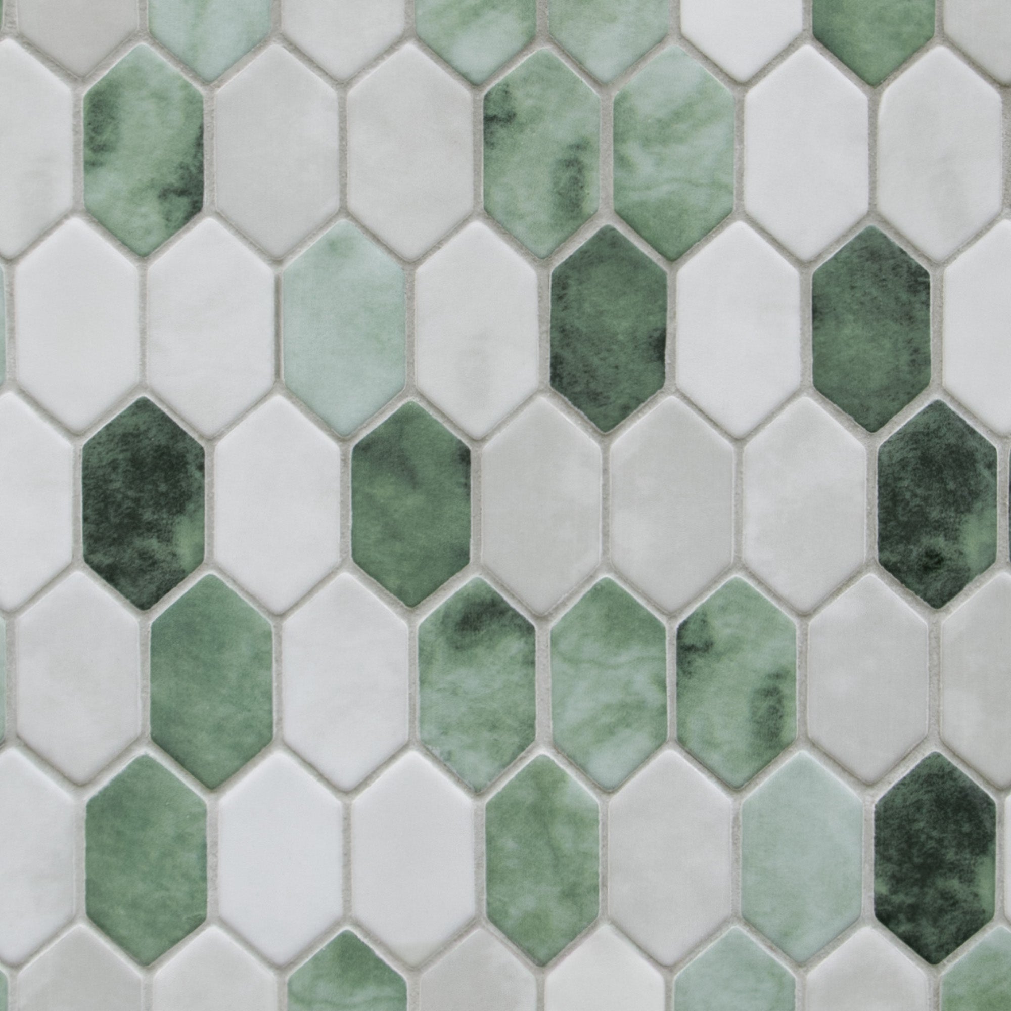 Picket Green Recycled Glass Floor and Wall Mosaic Tile