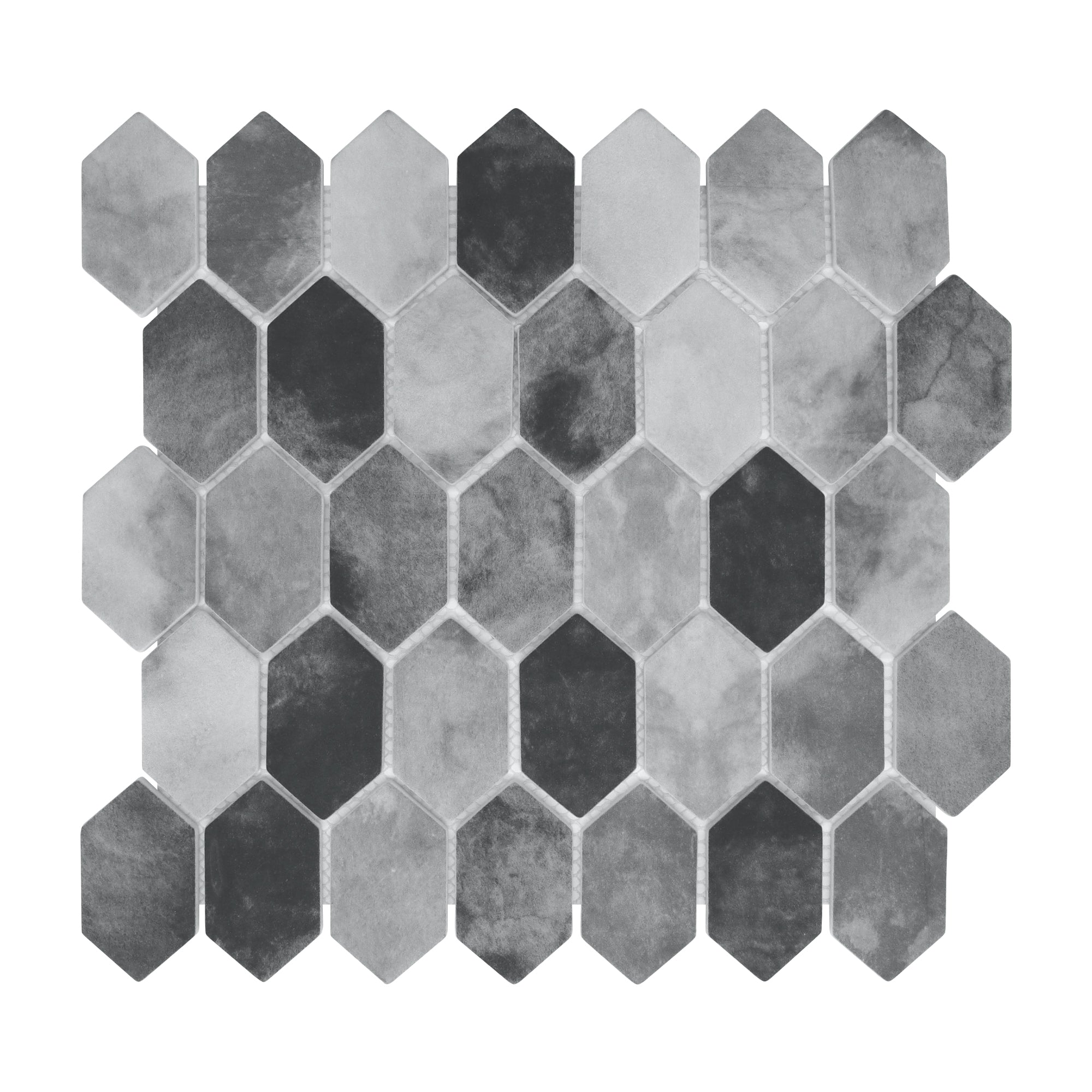 Picket Gray Recycled Glass Floor and Wall Mosaic Tile