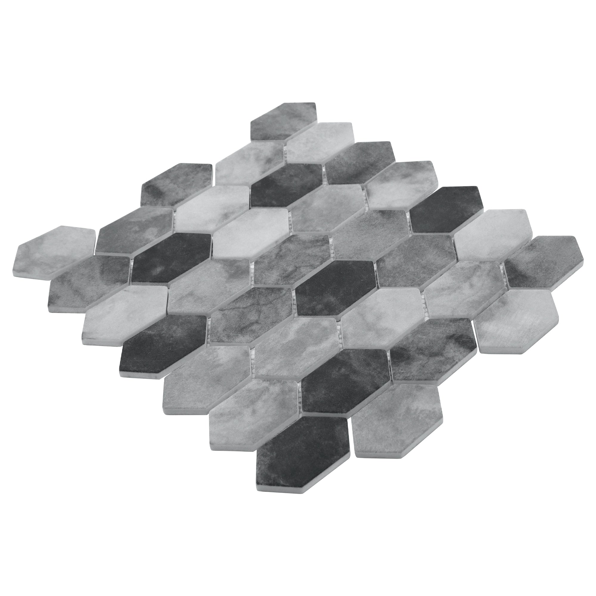 Picket Gray Recycled Glass Floor and Wall Mosaic Tile