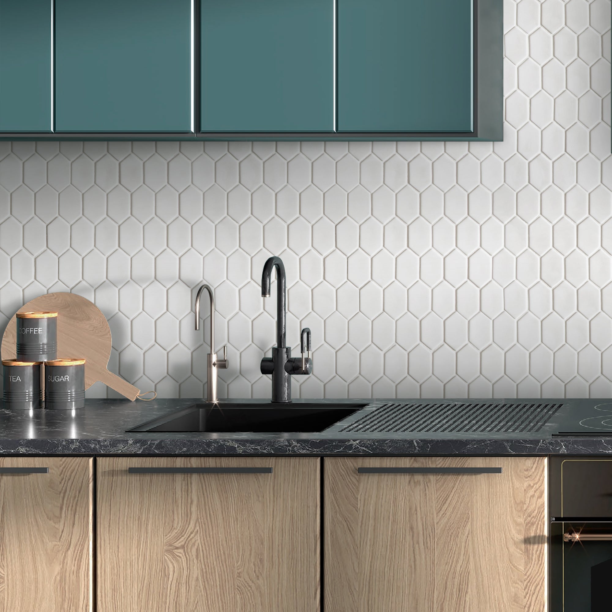 Picket White Recycled Glass Floor and Wall Mosaic Tile