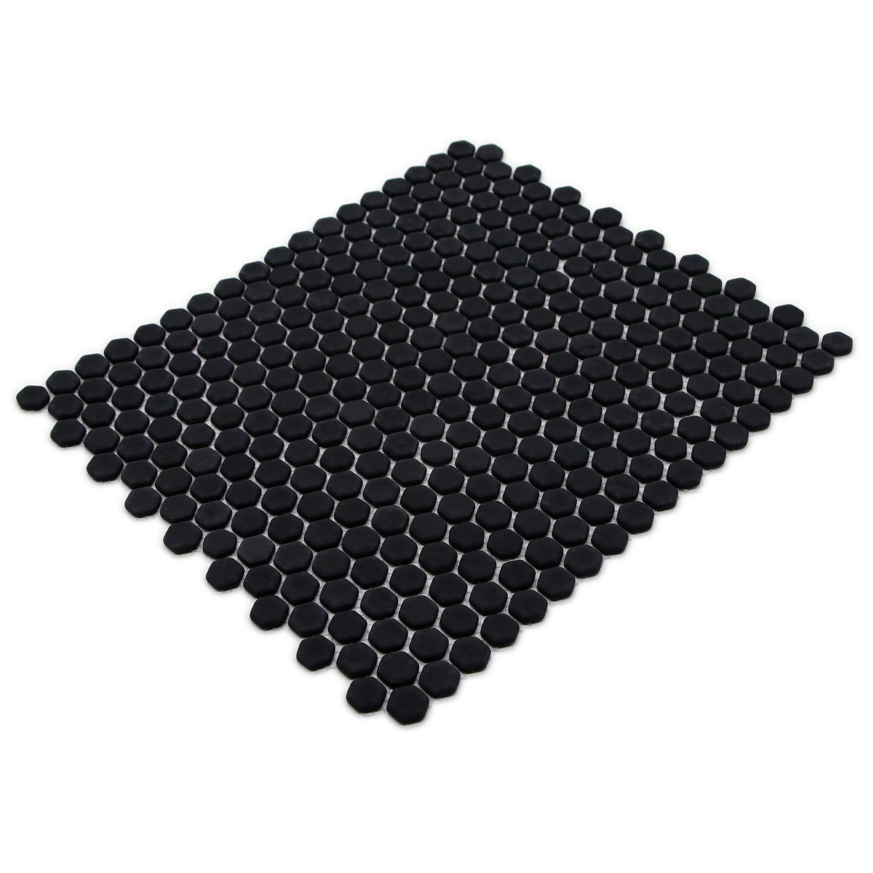 Hexagon Black Recycled Glass Floor And Wall Mosaic Tile