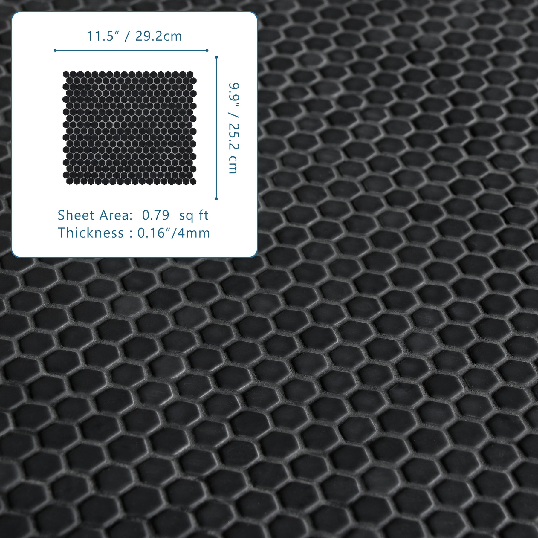 Hexagon Black Recycled Glass Floor And Wall Mosaic Tile