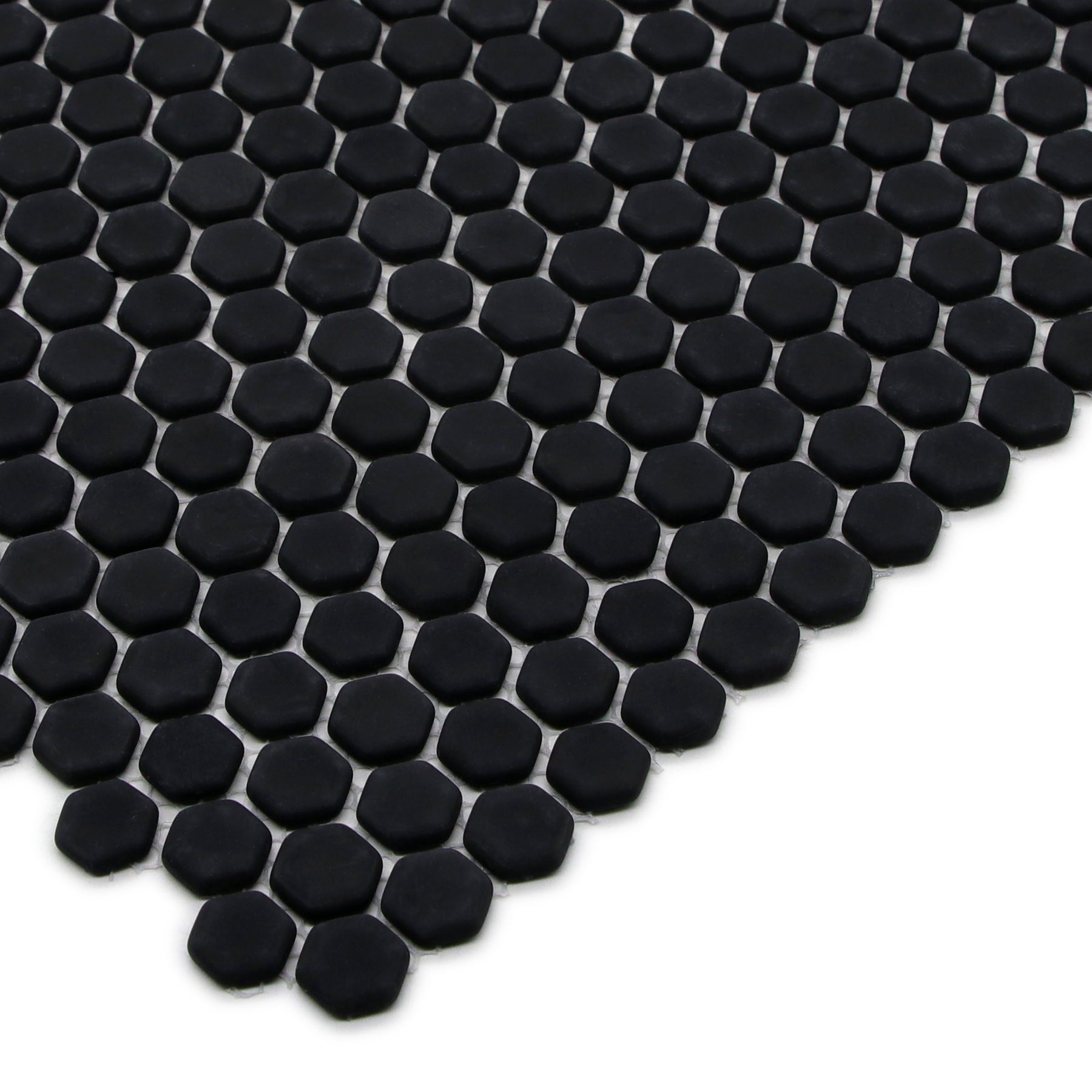 Hexagon Black Recycled Glass Floor And Wall Mosaic Tile