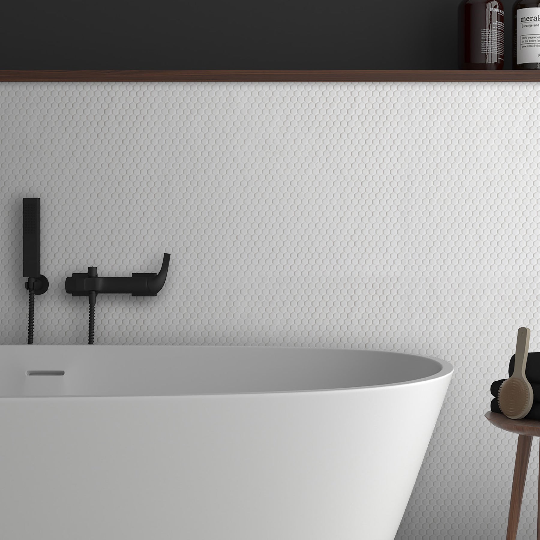 Hexagon White Recycled Glass Floor And Wall Mosaic Tile