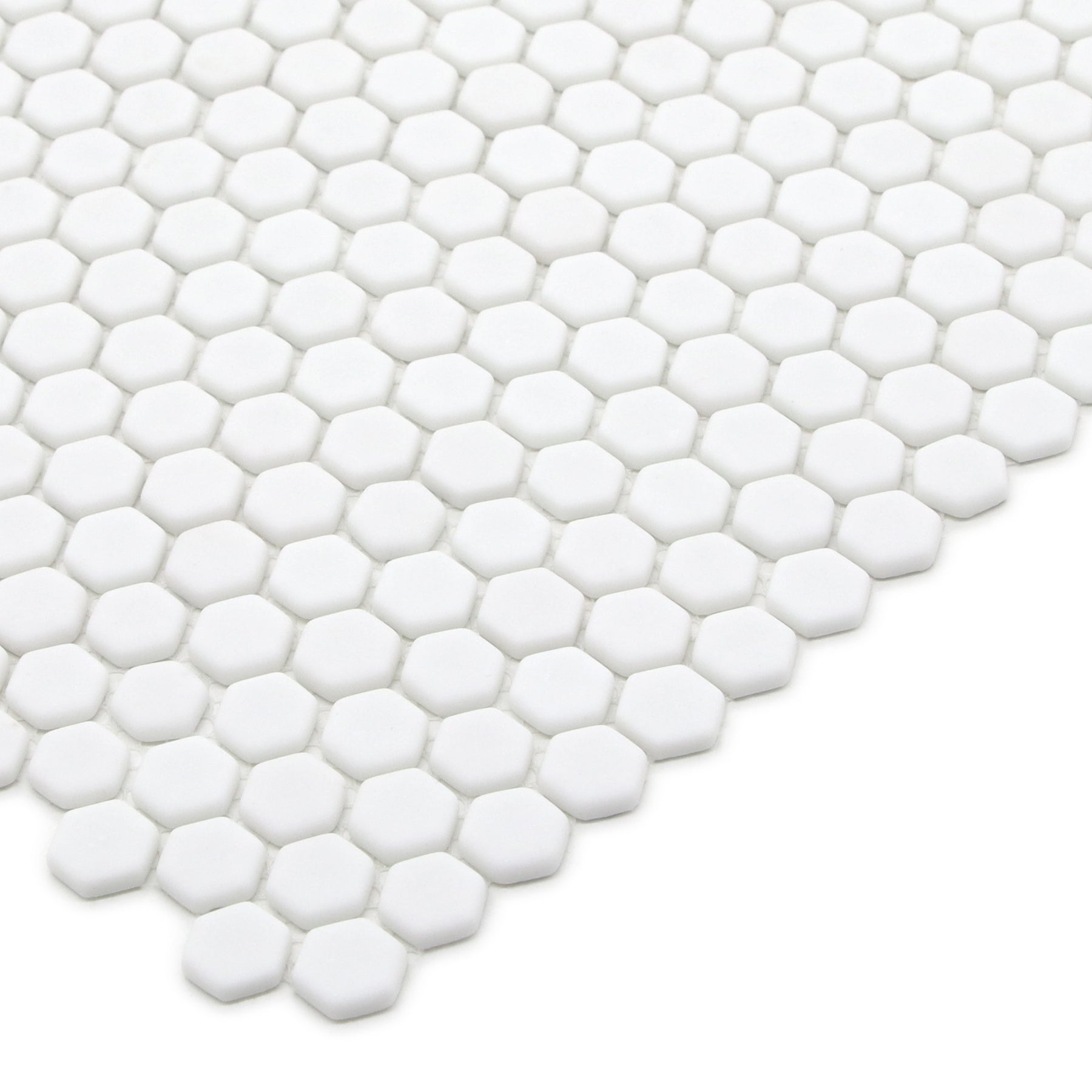Hexagon White Recycled Glass Floor And Wall Mosaic Tile