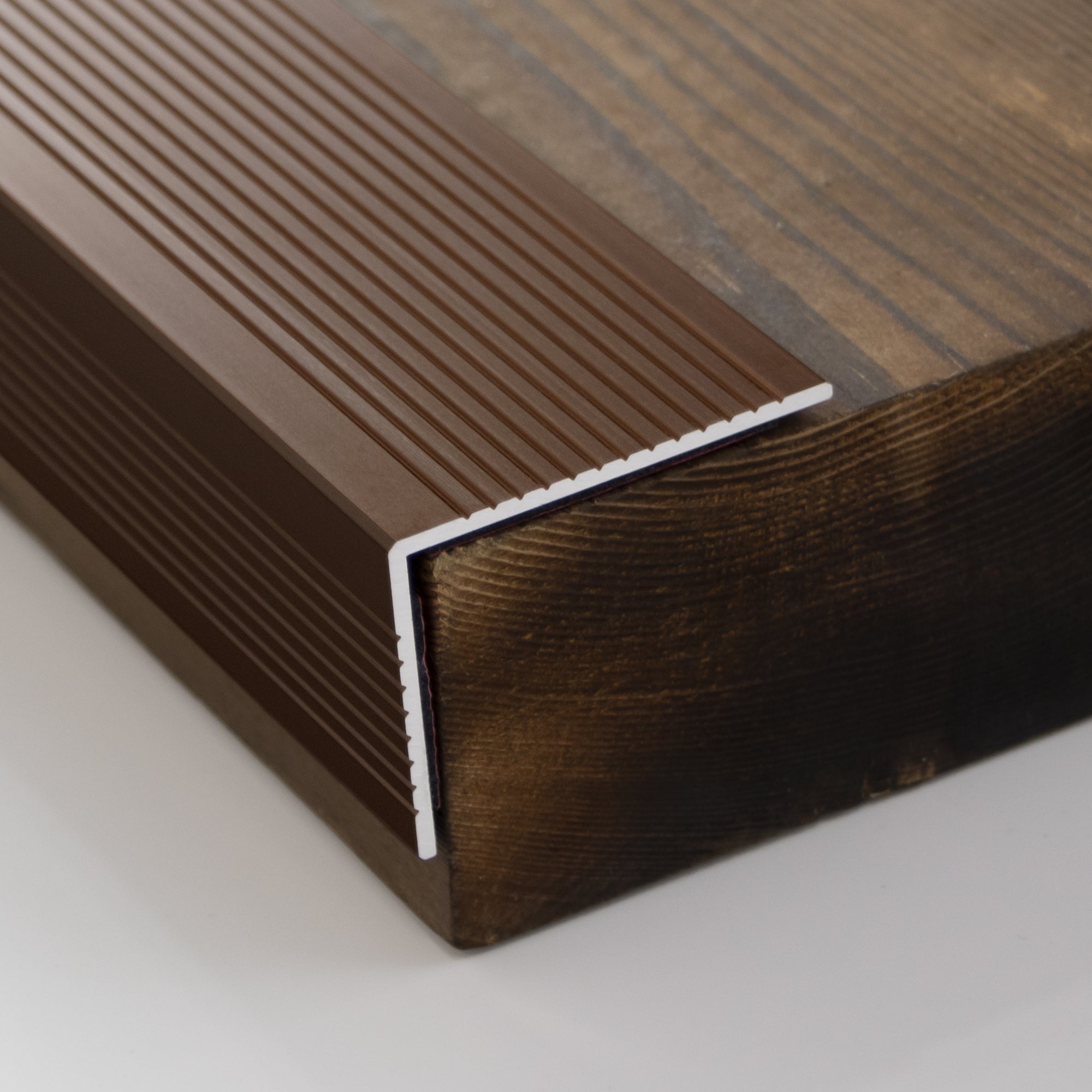 5 Pieces Matte Brown Aluminium Peel and Stick Stair Nosing