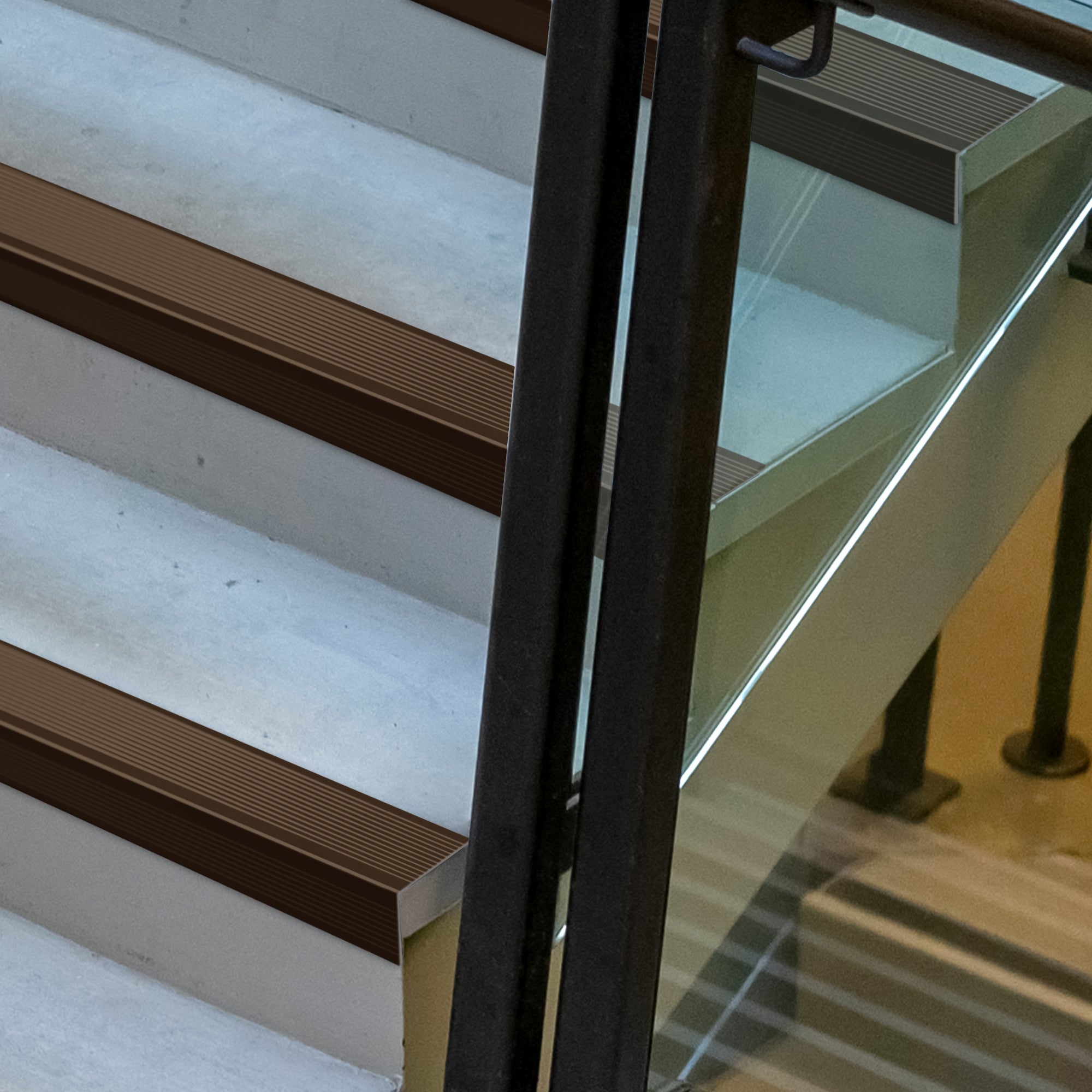 5 Pieces Matte Brown Aluminium Peel and Stick Stair Nosing