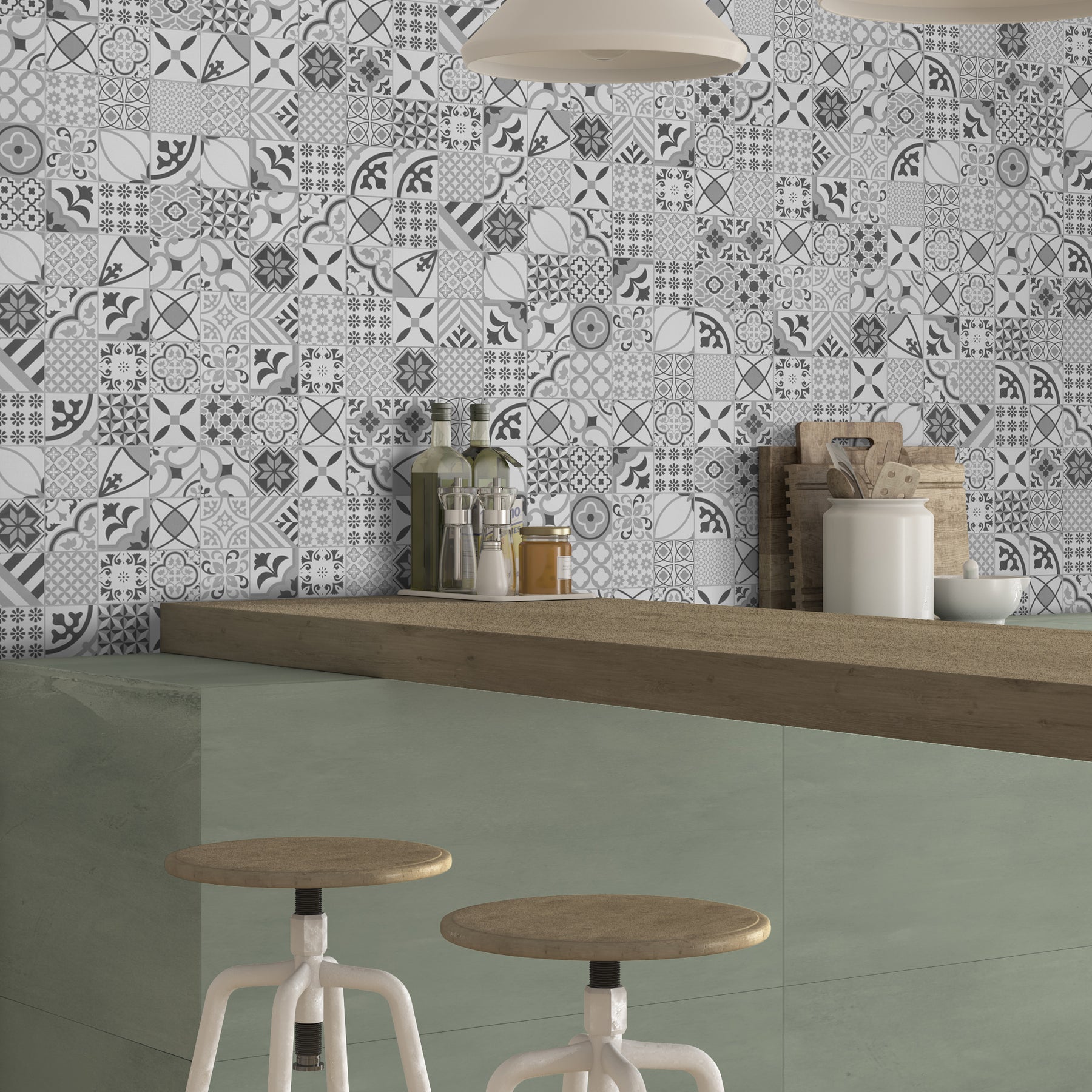 Patterned Black Peel And Stick Backsplash Square Wall Tile