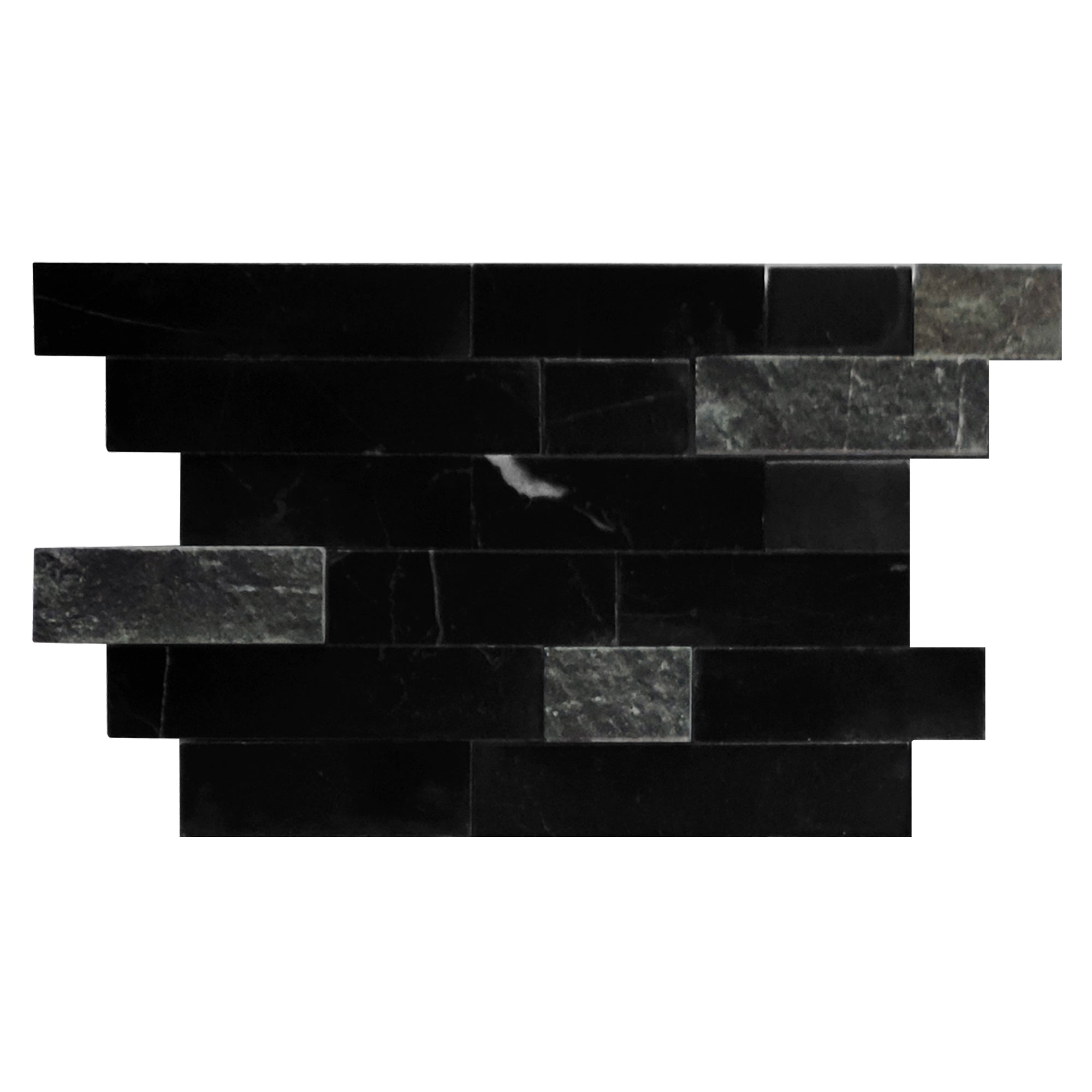 3D Black Marquina Natural Marble Peel and Stick Tile