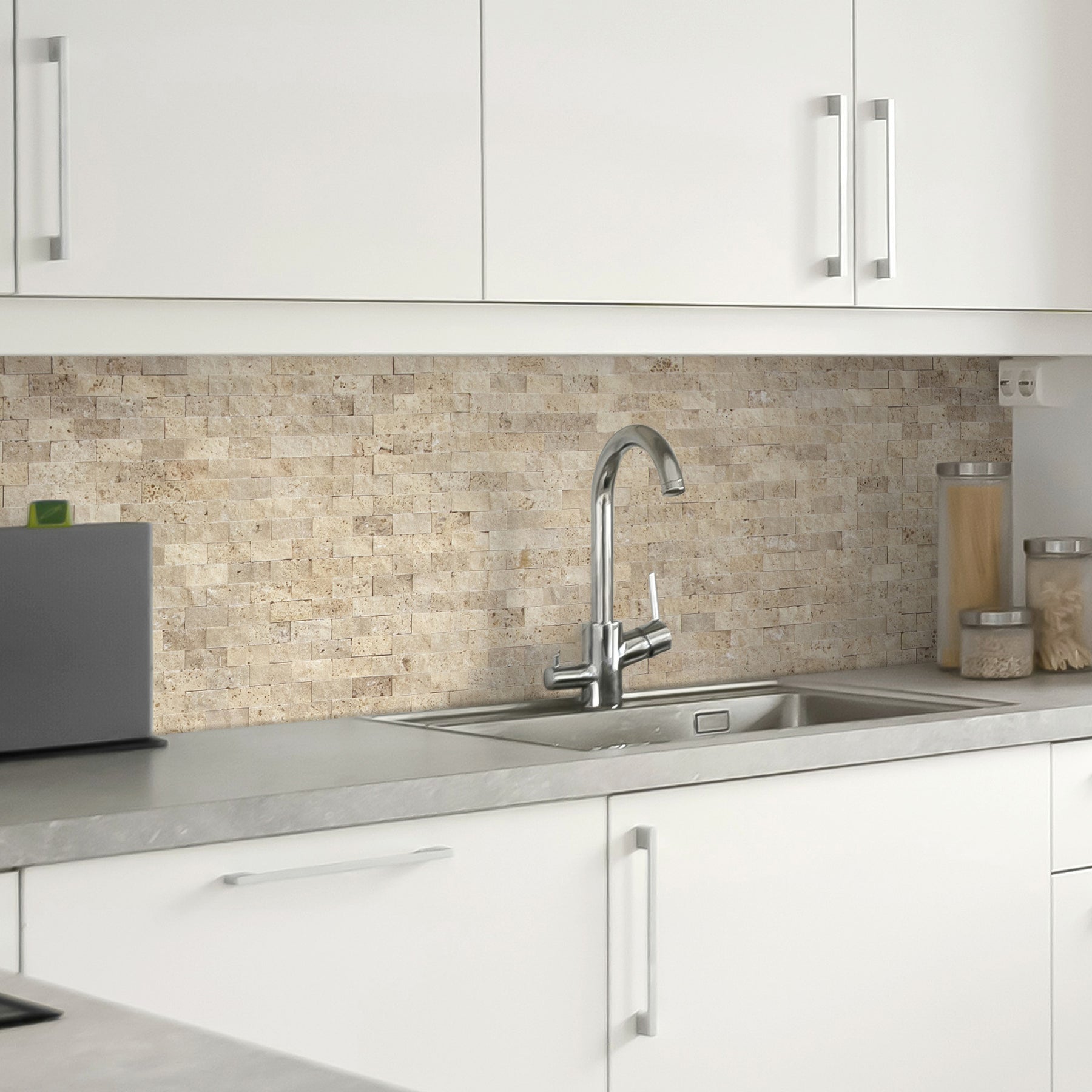 3D Beige Natural Marble Peel and Stick Backsplash Tile