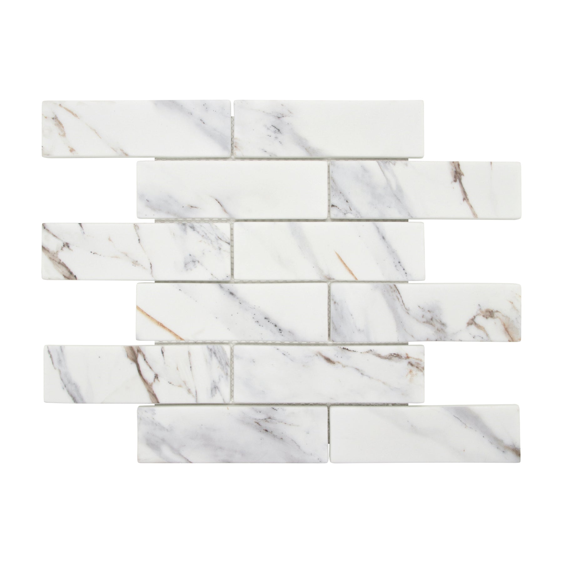 Subway Calacatta Gold Recycled Glass Floor And Wall Mosaic Tile