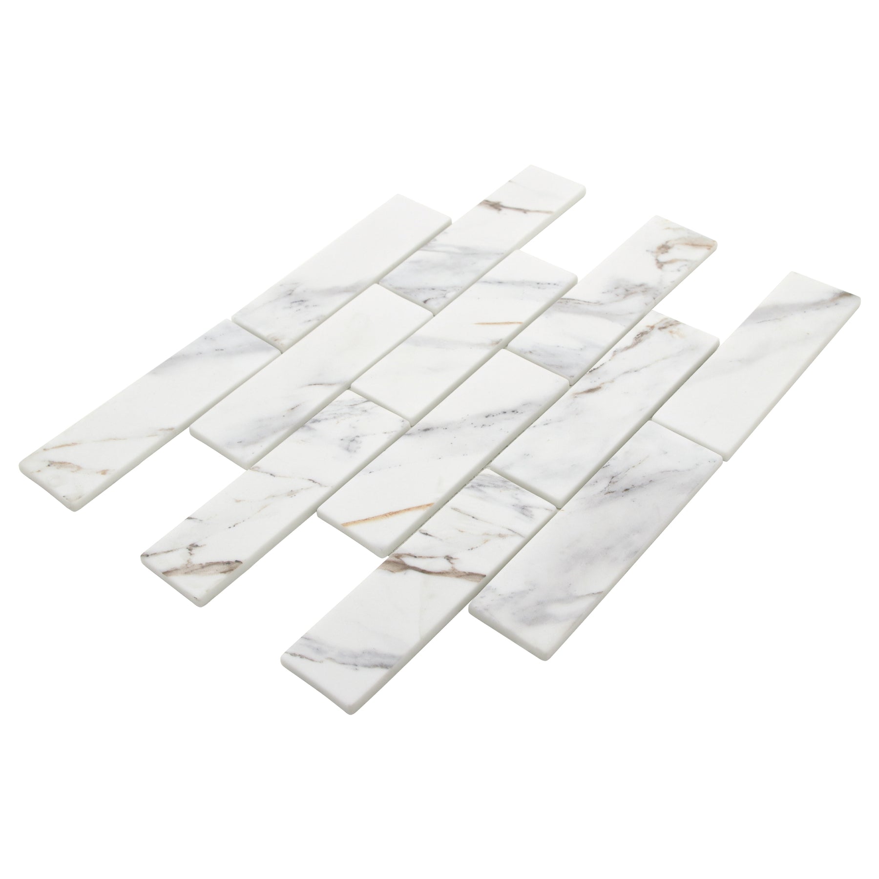 Subway Calacatta Gold Recycled Glass Floor And Wall Mosaic Tile