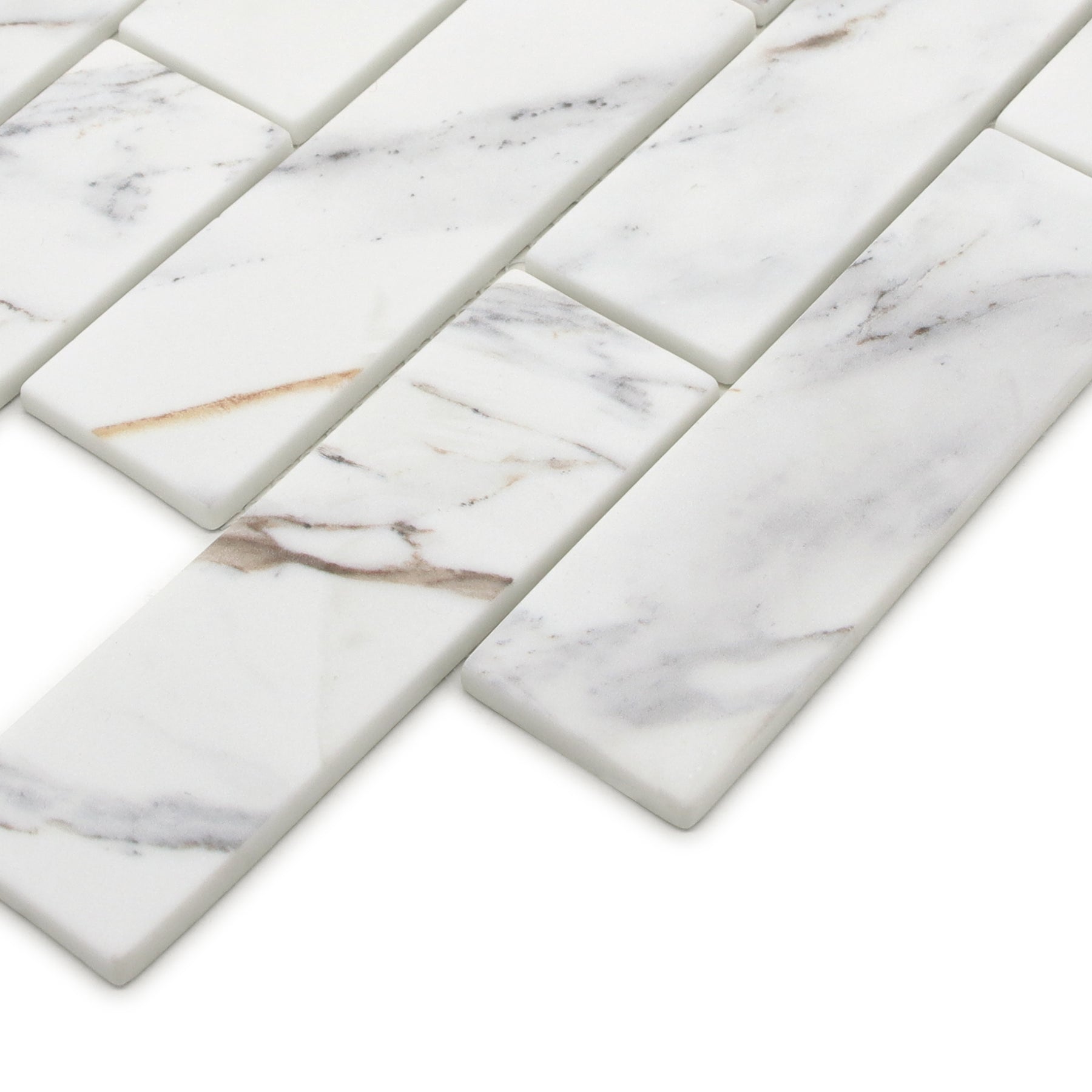 Subway Calacatta Gold Recycled Glass Floor And Wall Mosaic Tile