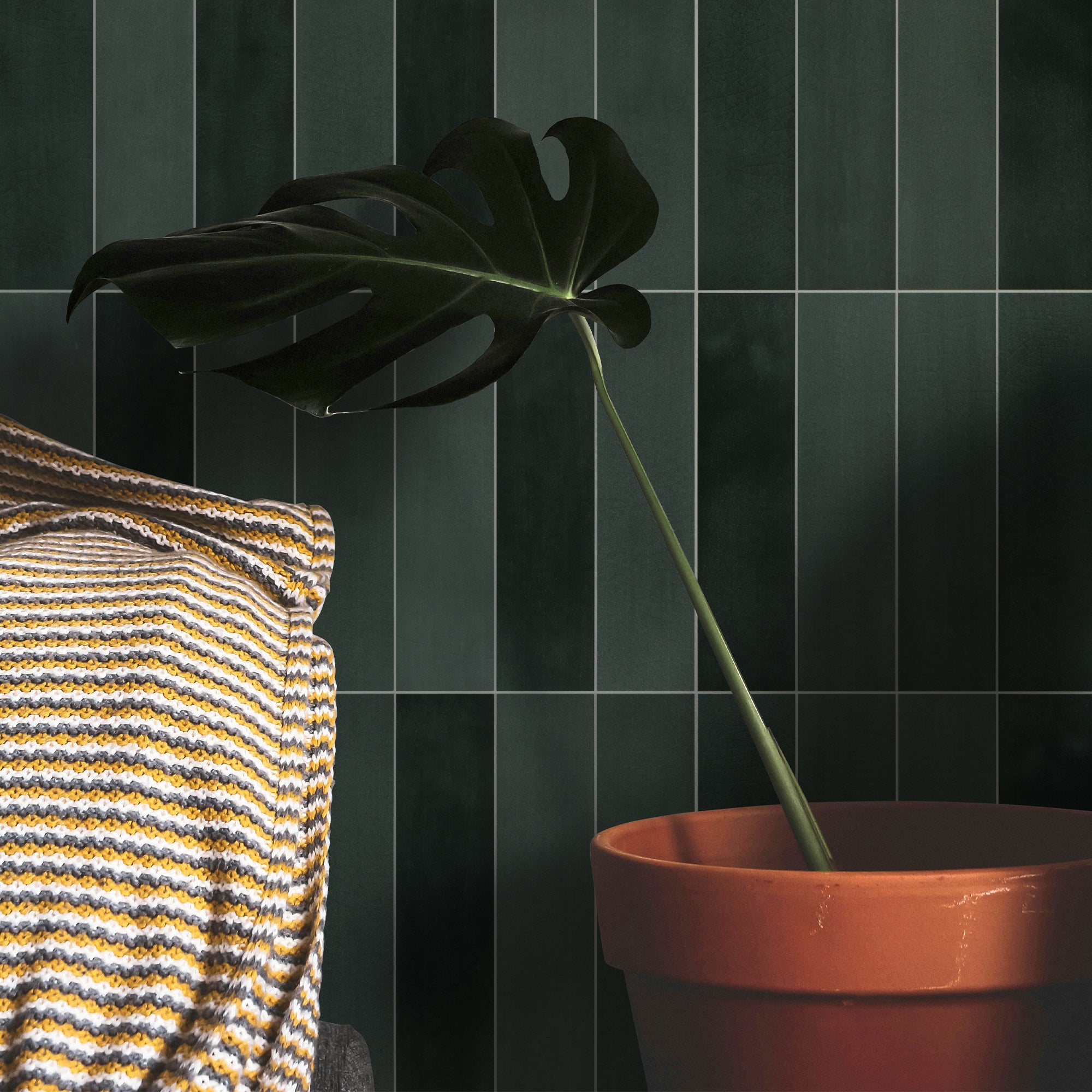 Green Stacked Peel and Stick Backsplash Tile