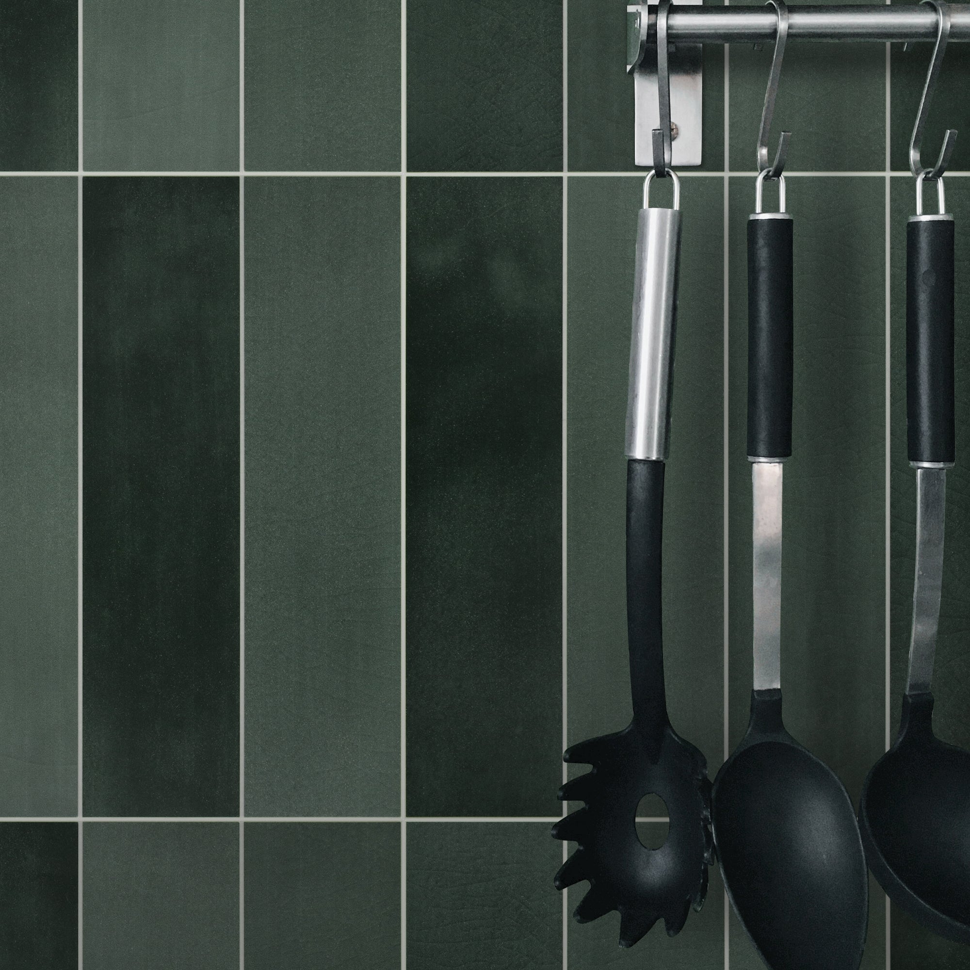 Green Stacked Peel and Stick Backsplash Tile