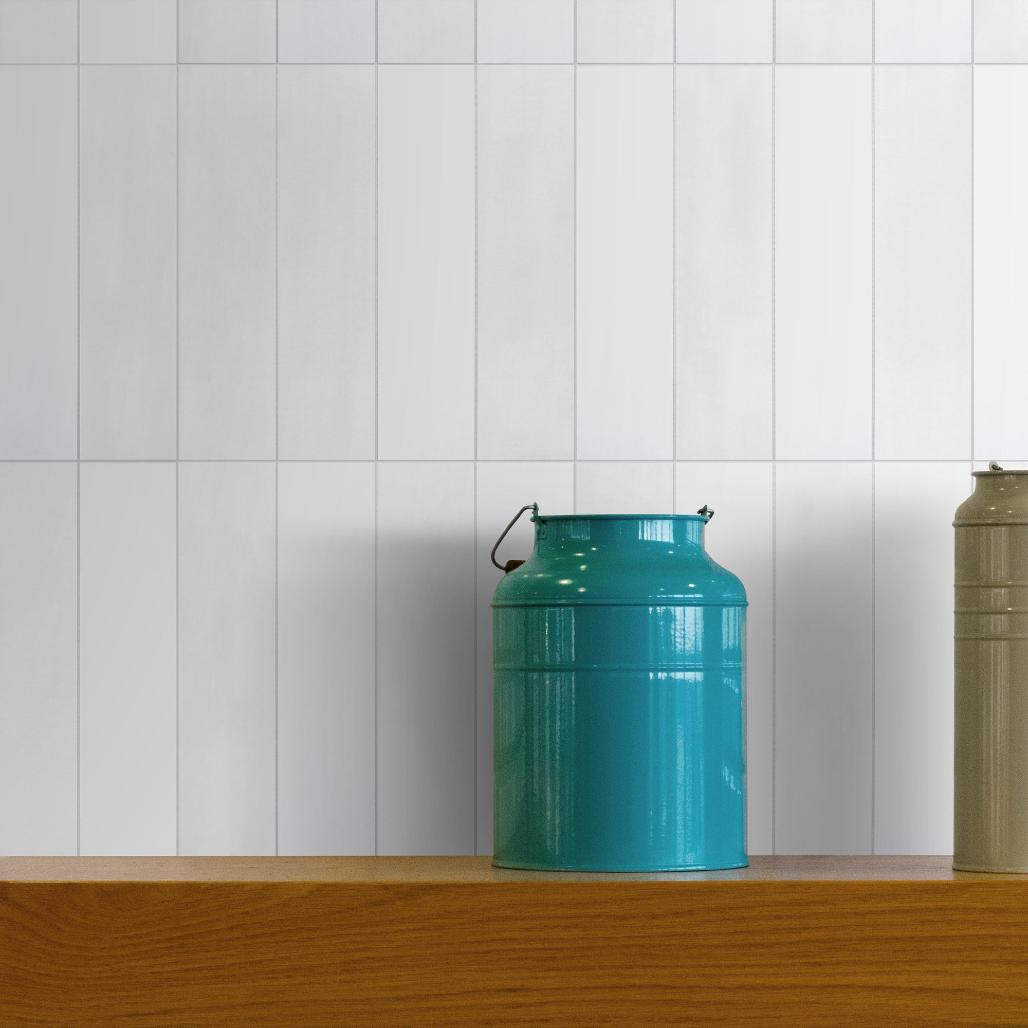 White Stacked Peel and Stick Backsplash Tile