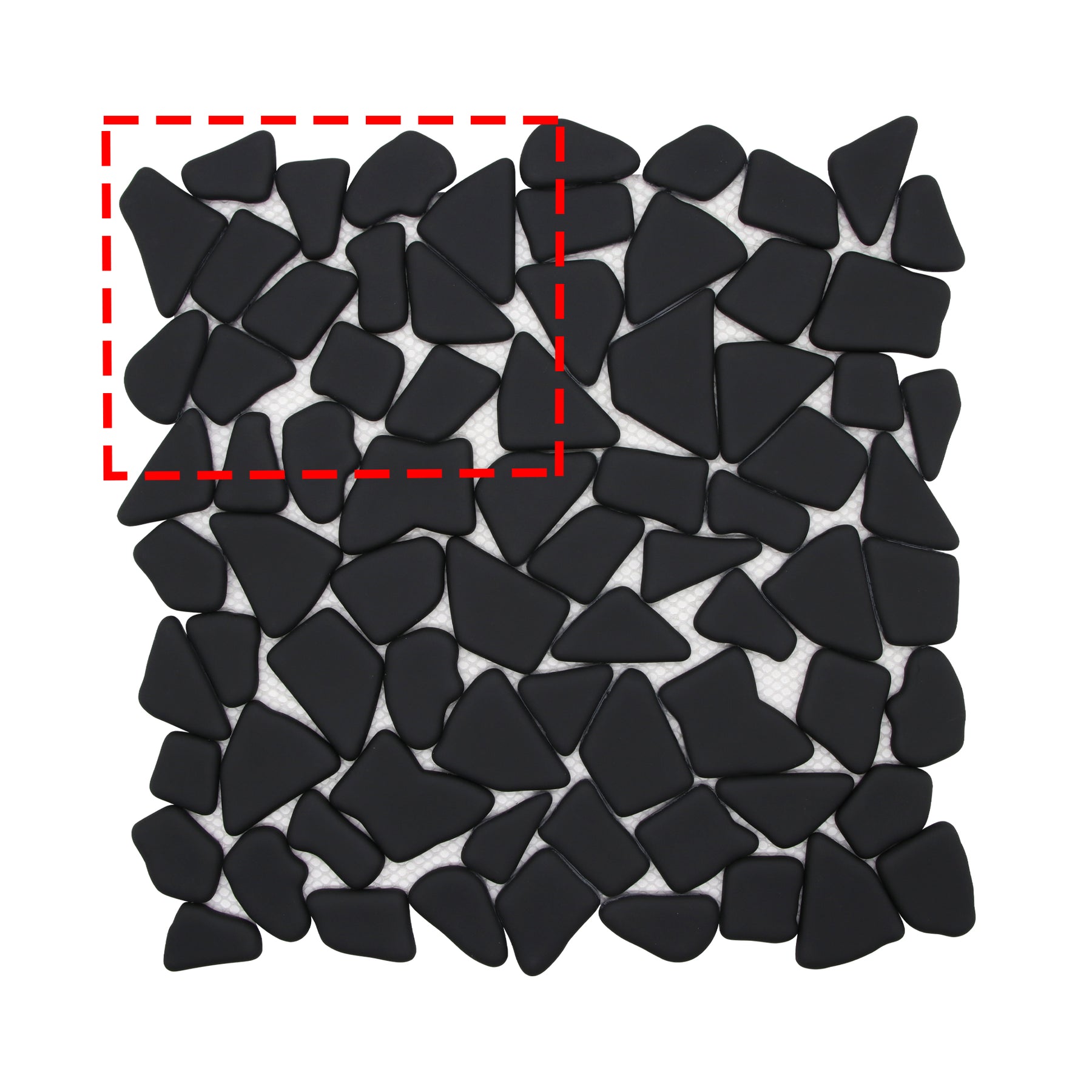Pebble Rock Black 12"x12" Recycled Glass Floor and Wall Mosaic Tile