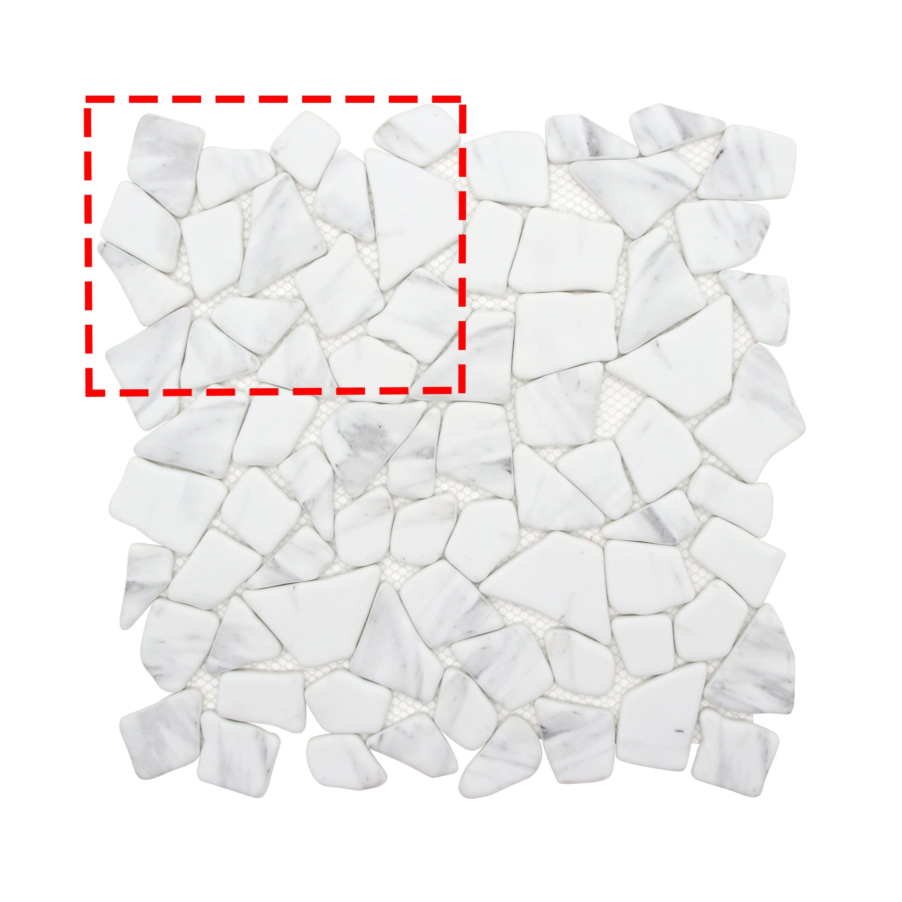 Pebble Rock Carrara White 12"x12" Recycled Glass Floor and Wall Mosaic Tile