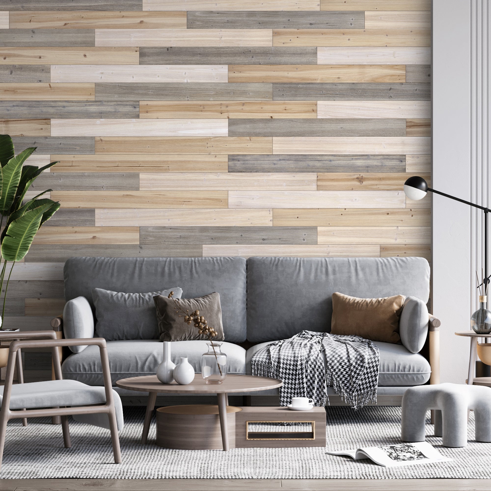 Mixed Light Solid Barn Wood Wall Plank