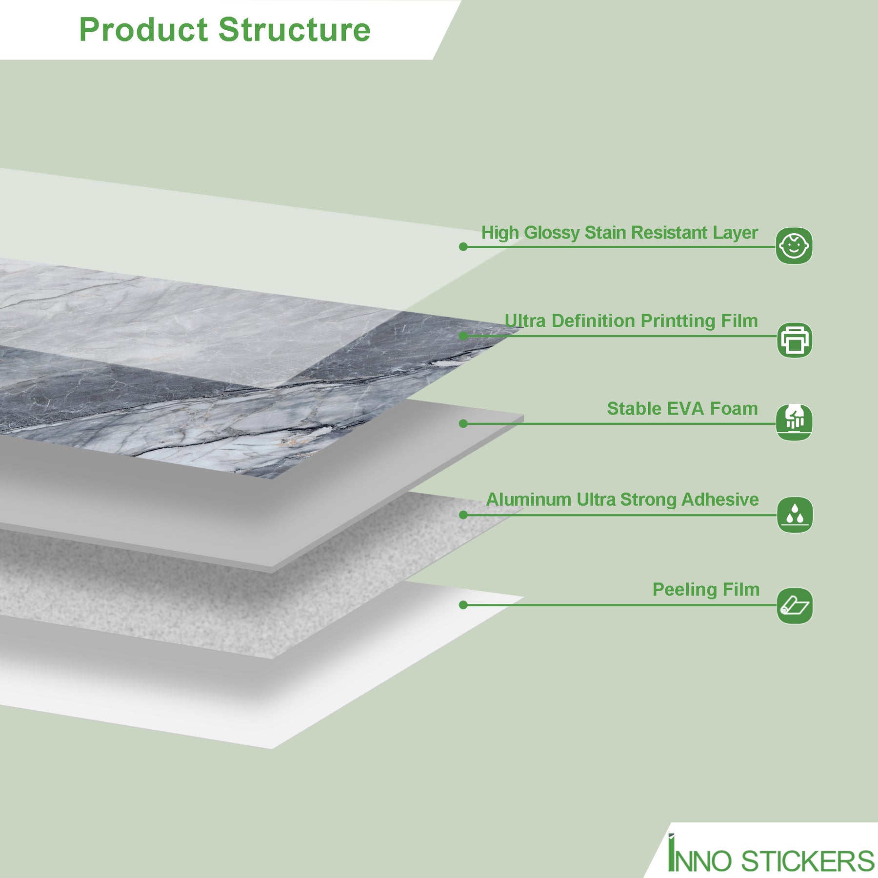 118" x 47" Pietra Grey Glossy Peel and Stick Wall Paneling Roll