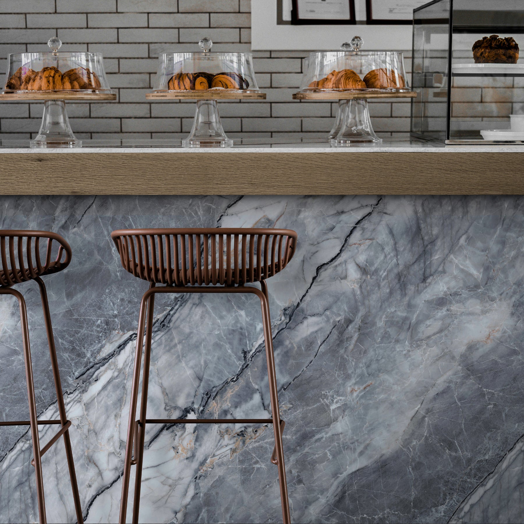 118" x 47" Pietra Grey Glossy Peel and Stick Wall Paneling Roll