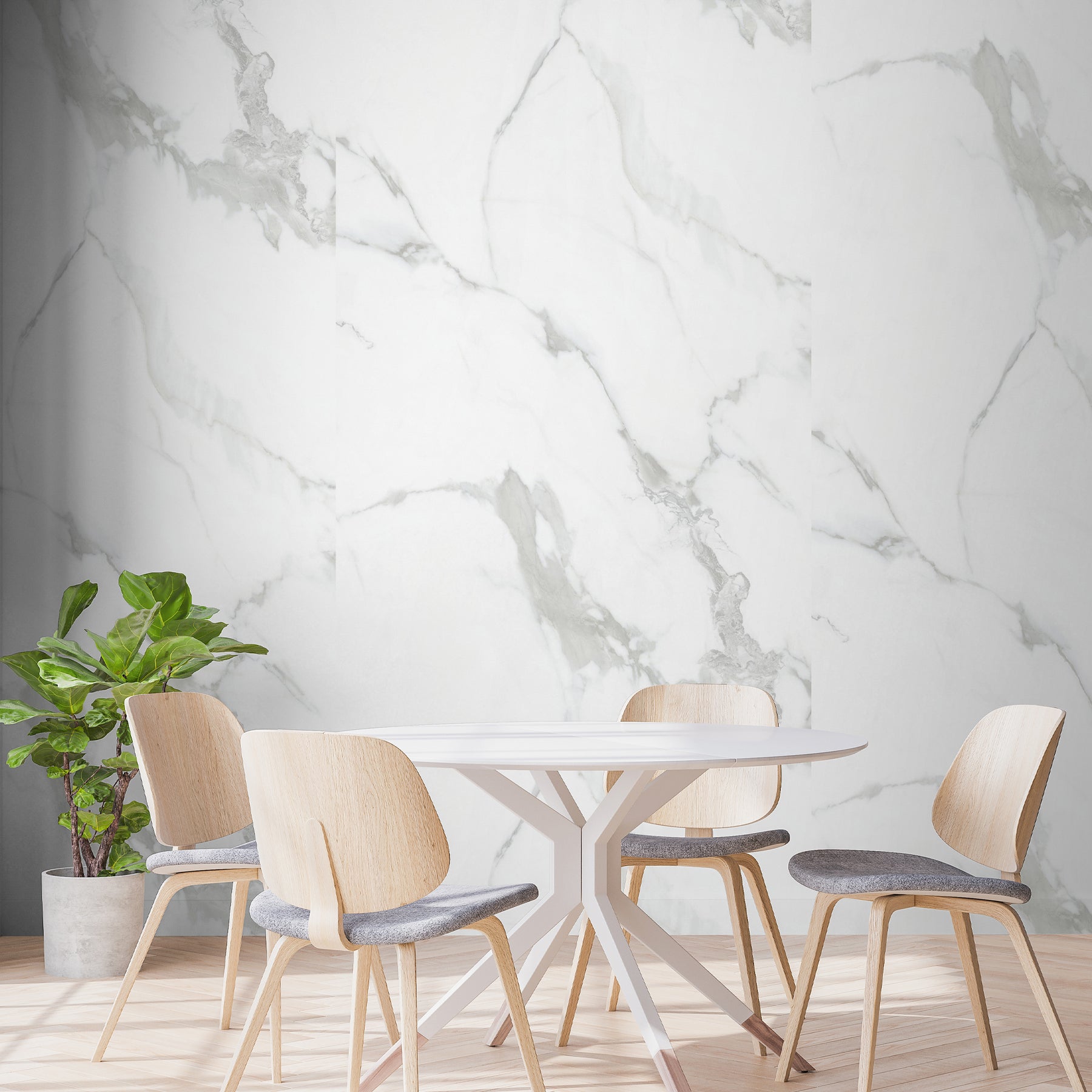 118" x 47" Carrara White Glossy Peel and Stick Wall Paneling Roll
