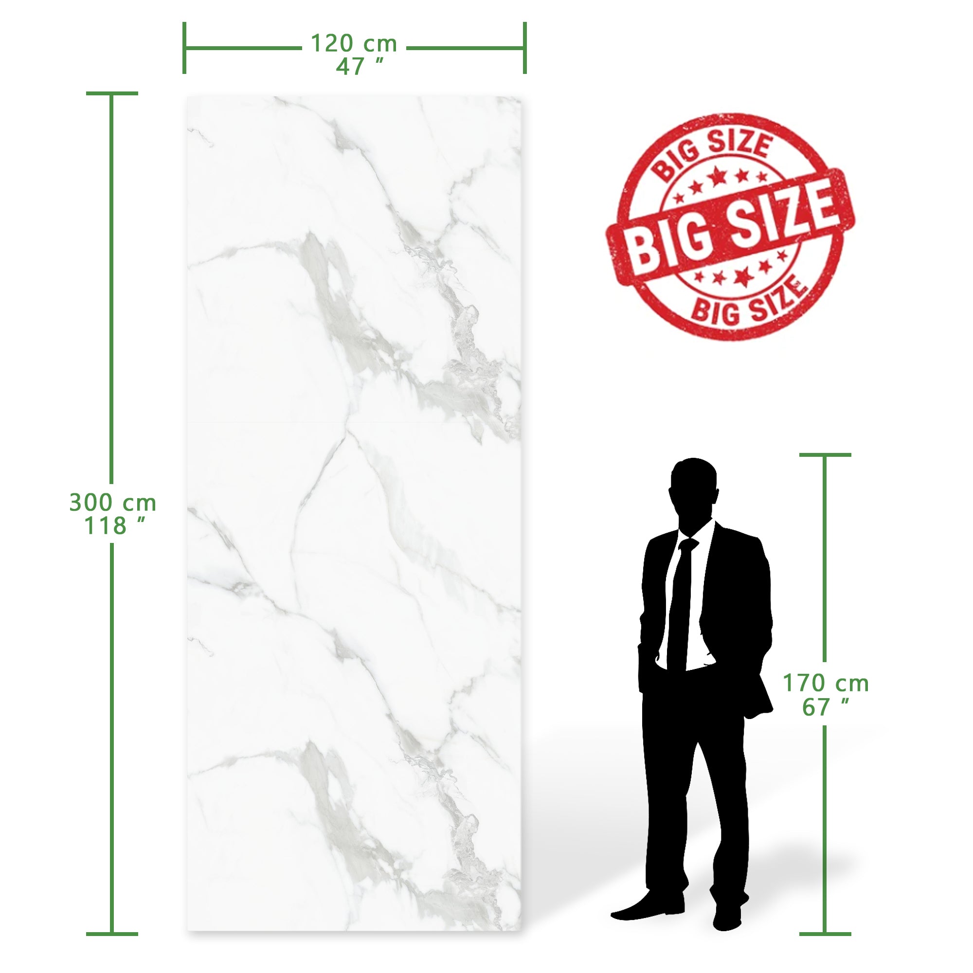 118" x 47" Carrara White Glossy Peel and Stick Wall Paneling Roll