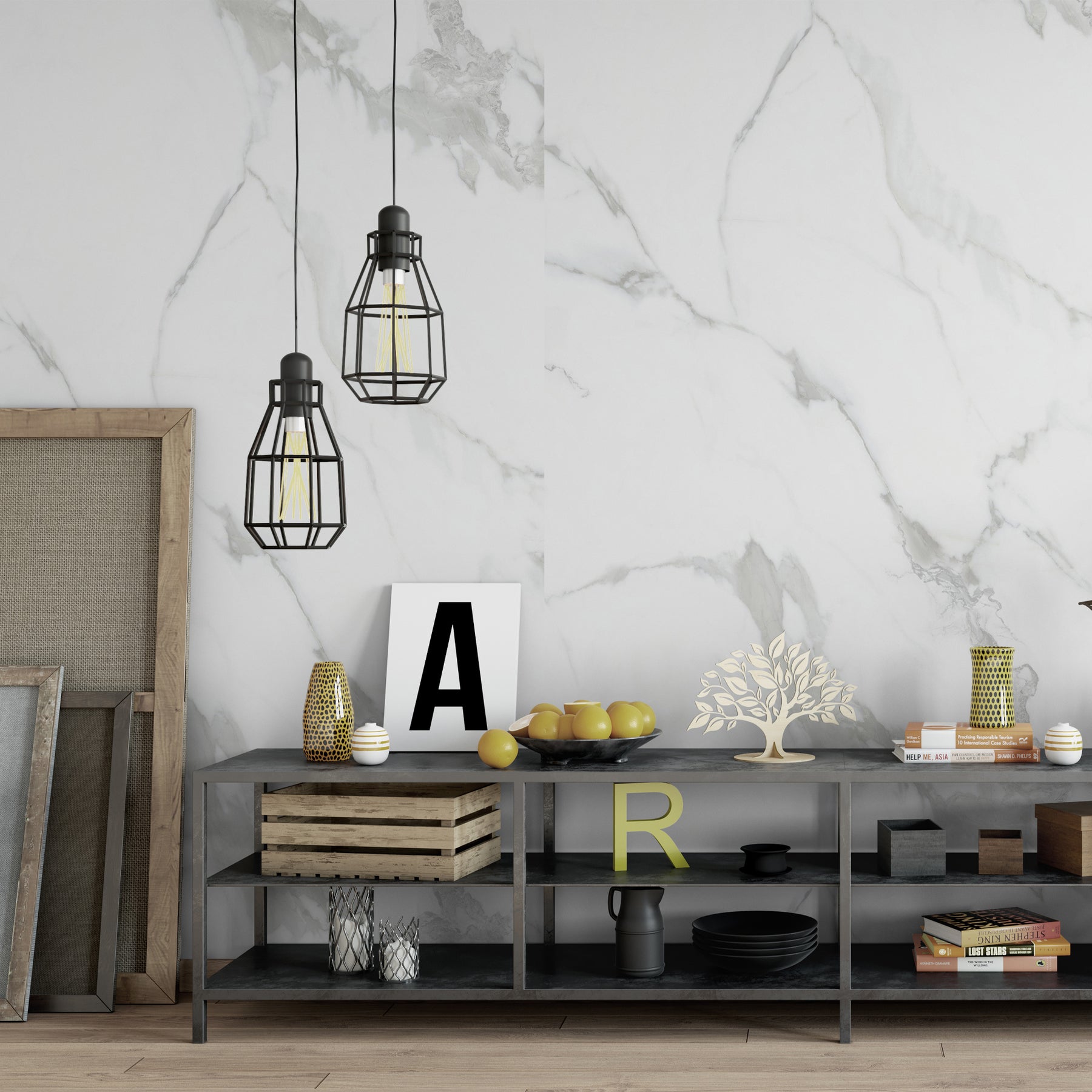 118" x 47" Carrara White Matte Peel and Stick Wall Paneling Roll