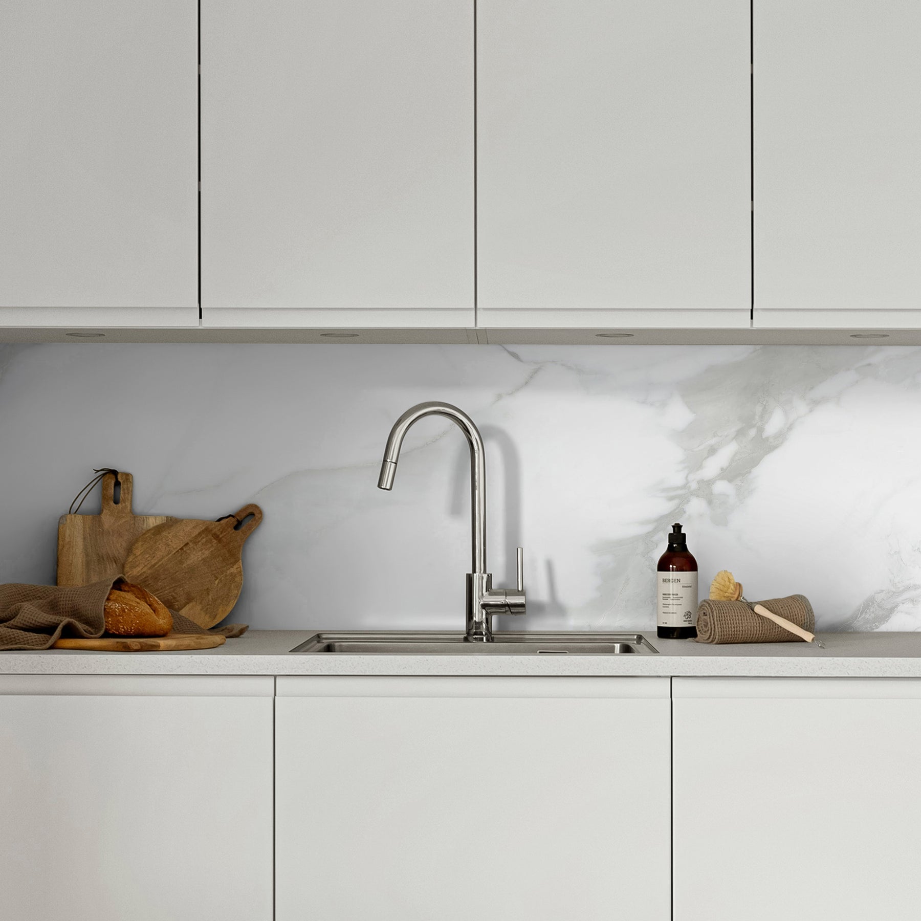 118" x 47" Carrara White Matte Peel and Stick Wall Paneling Roll