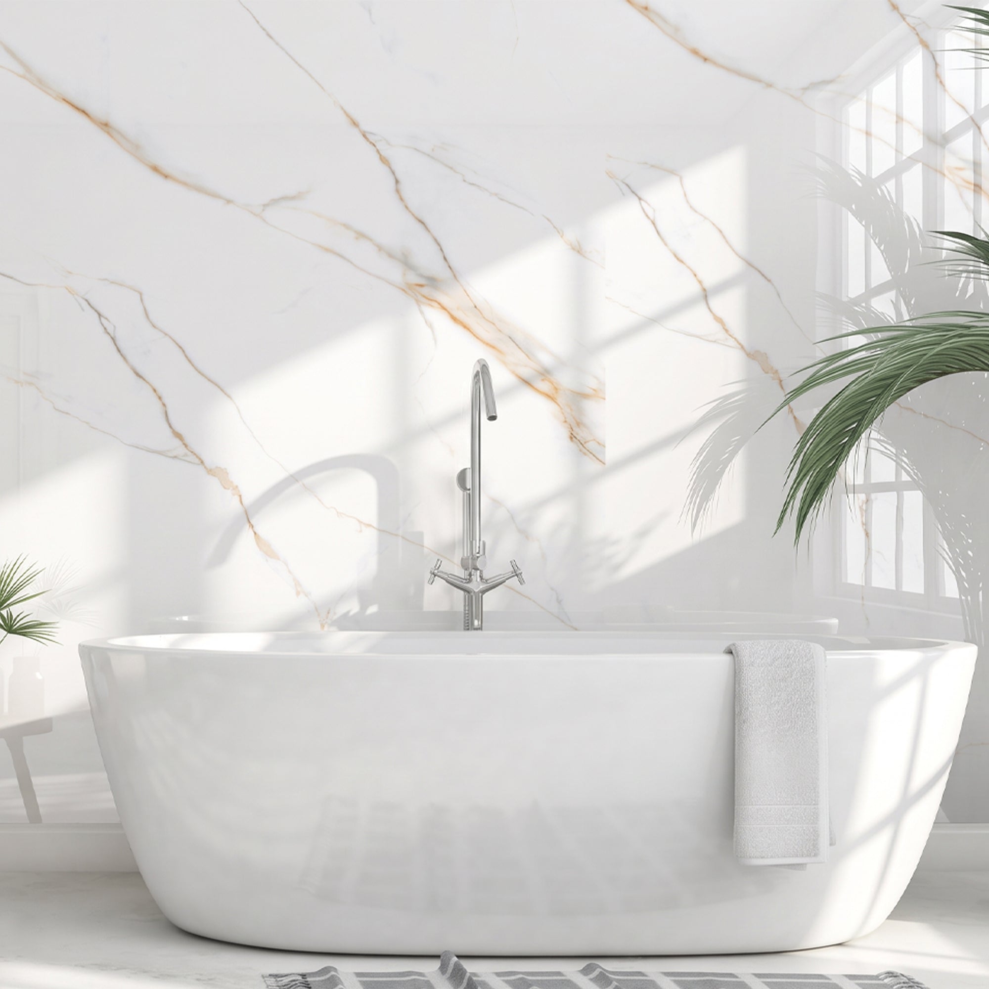 Glossy Statuario Gold Peel and Stick Wall Paneling Roll