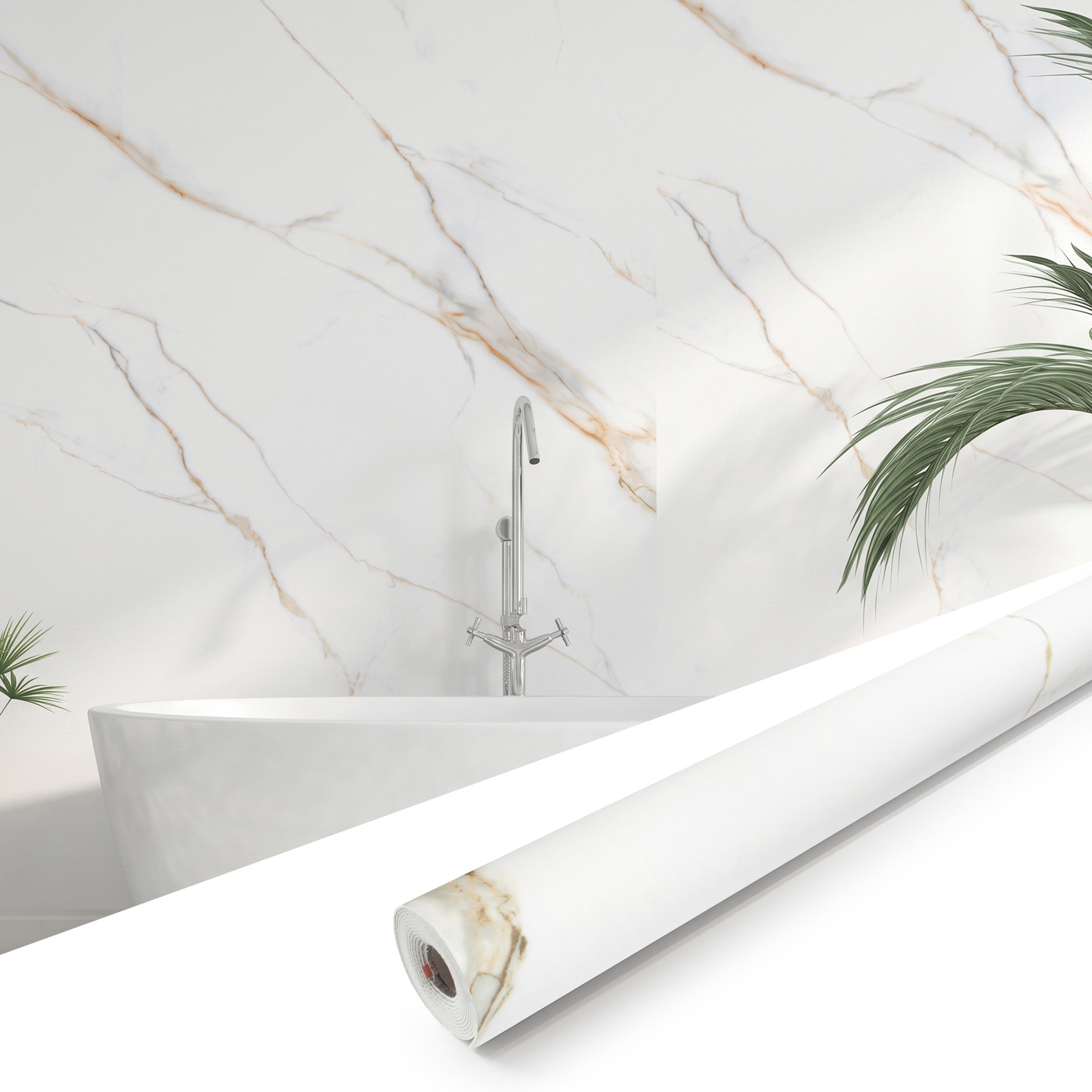 Matte Statuario Gold Peel and Stick Wall Paneling Roll