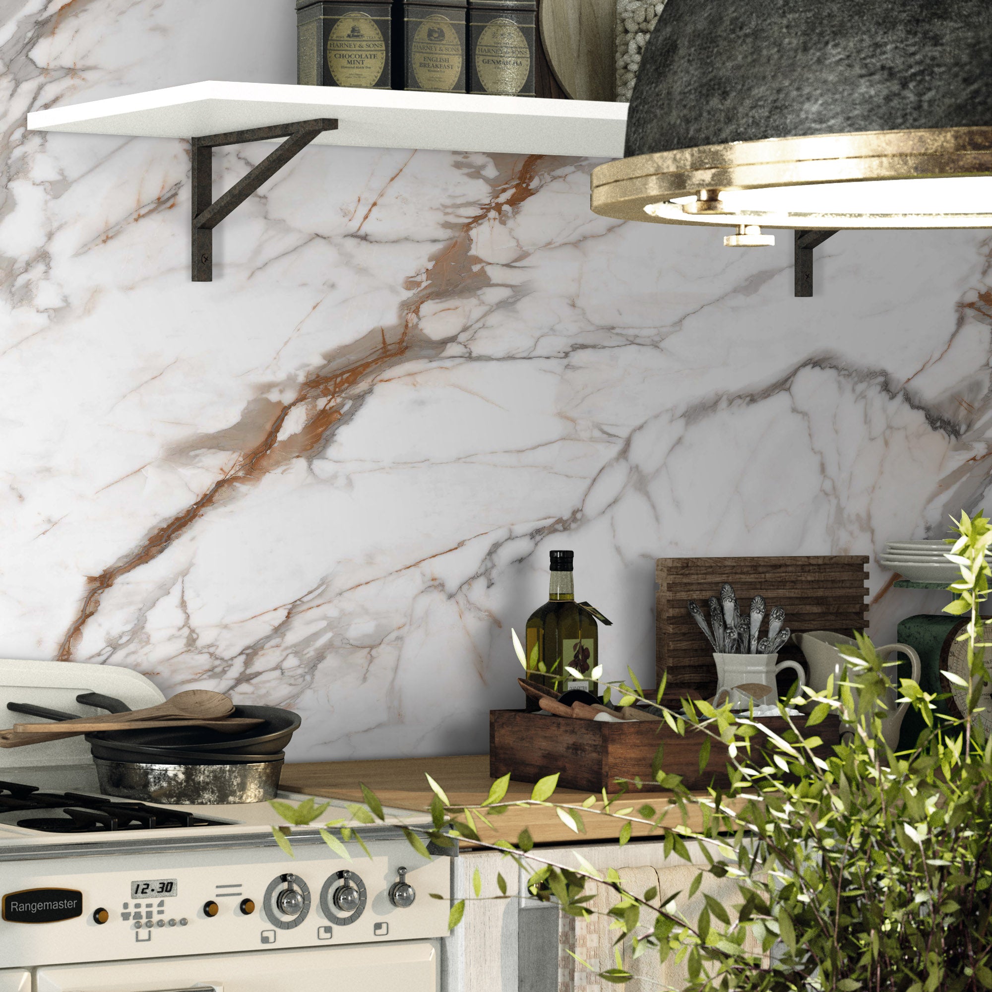 Calacatta Gold Matte Peel and Stick Wall Paneling Roll