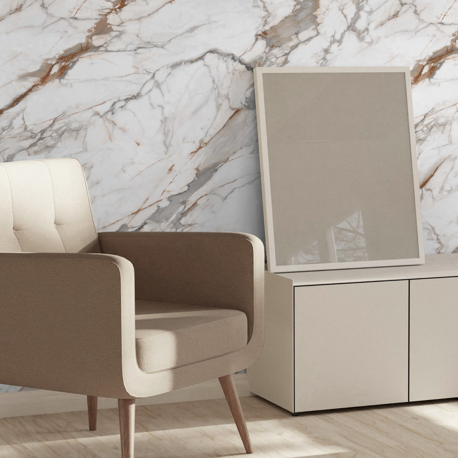 118" x 47" Calacatta Gold Matte Peel and Stick Wall Paneling Roll