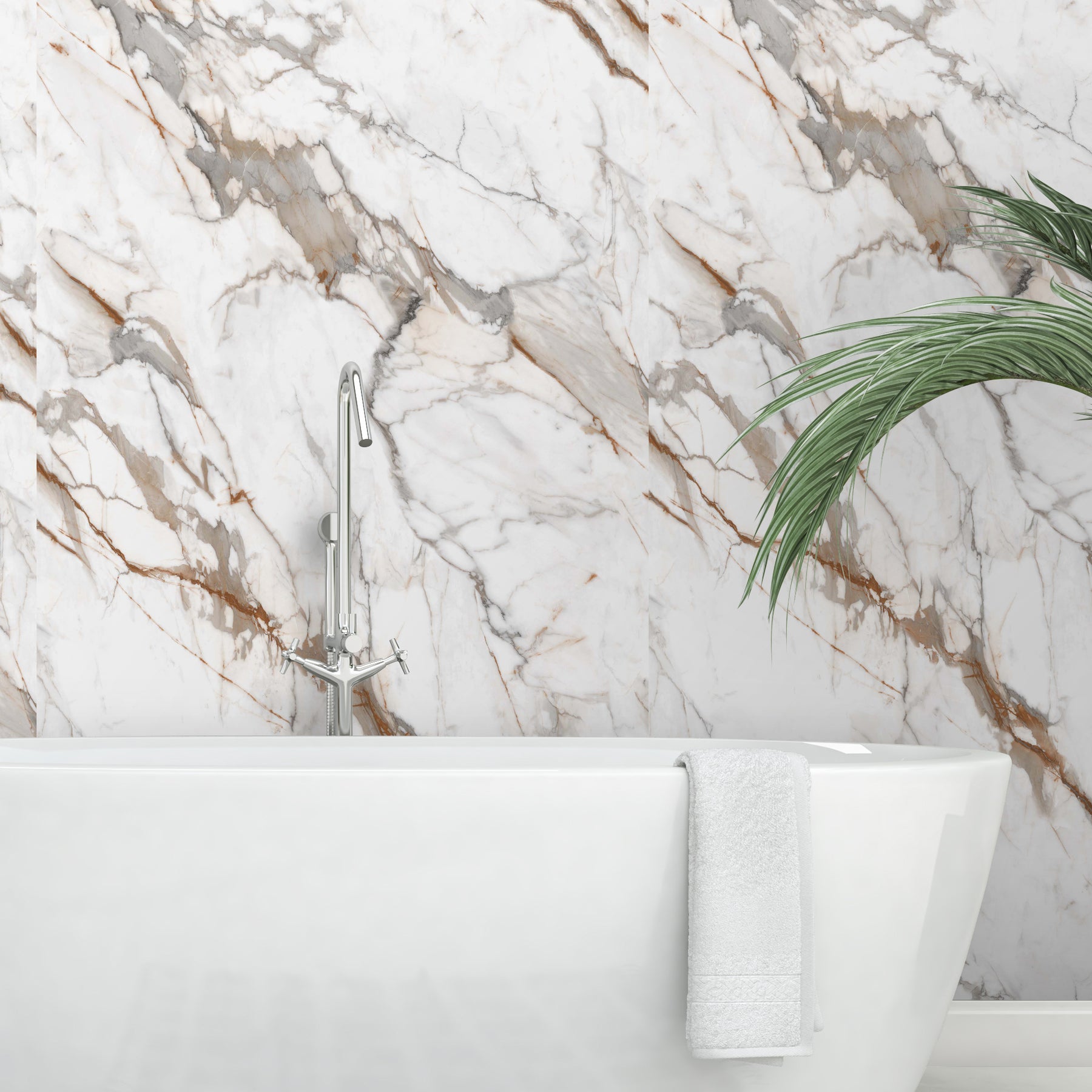 118" x 47" Calacatta Gold Matte Peel and Stick Wall Paneling Roll