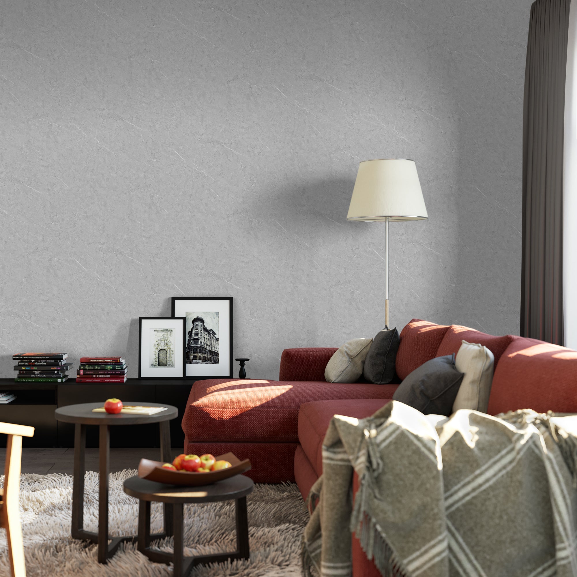 118" x 47" Armani Gray Glossy Peel and Stick Wall Paneling Roll