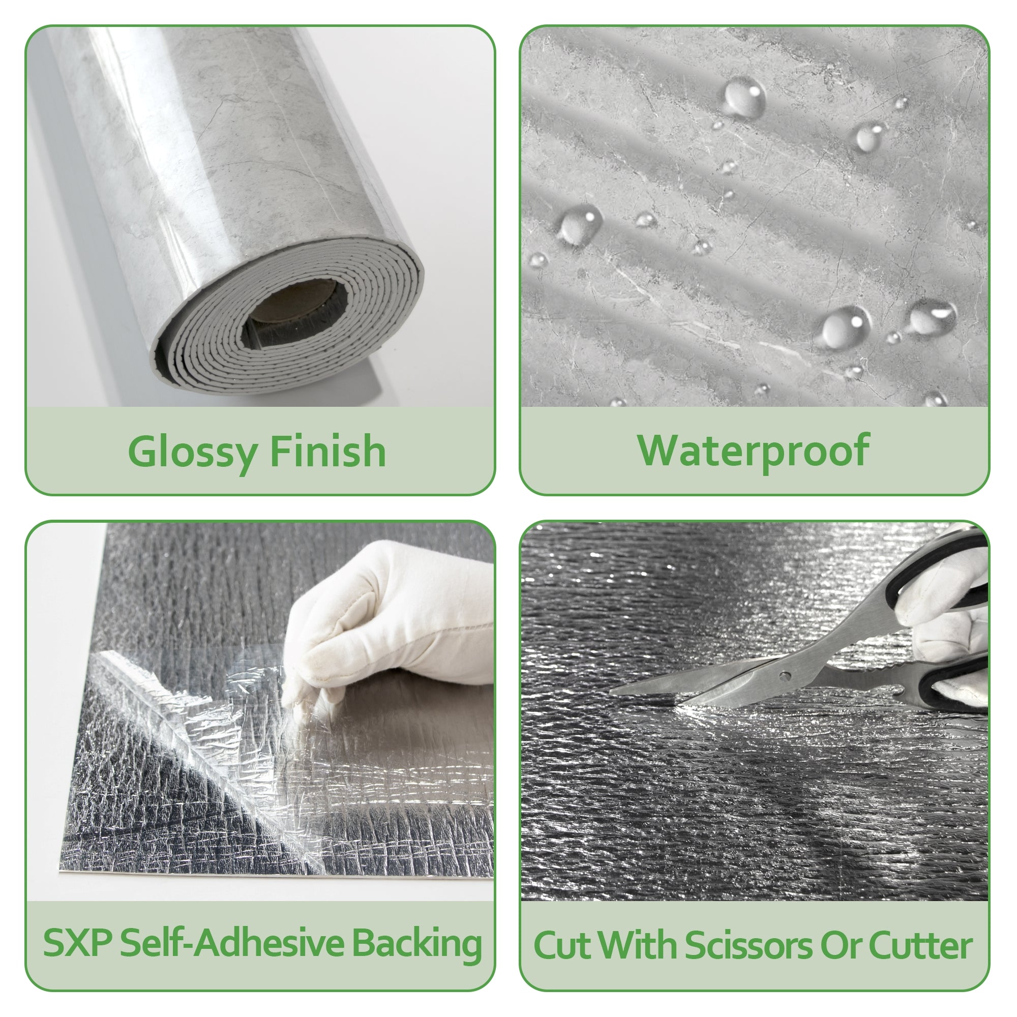 118" x 47" Armani Gray Glossy Peel and Stick Wall Paneling Roll