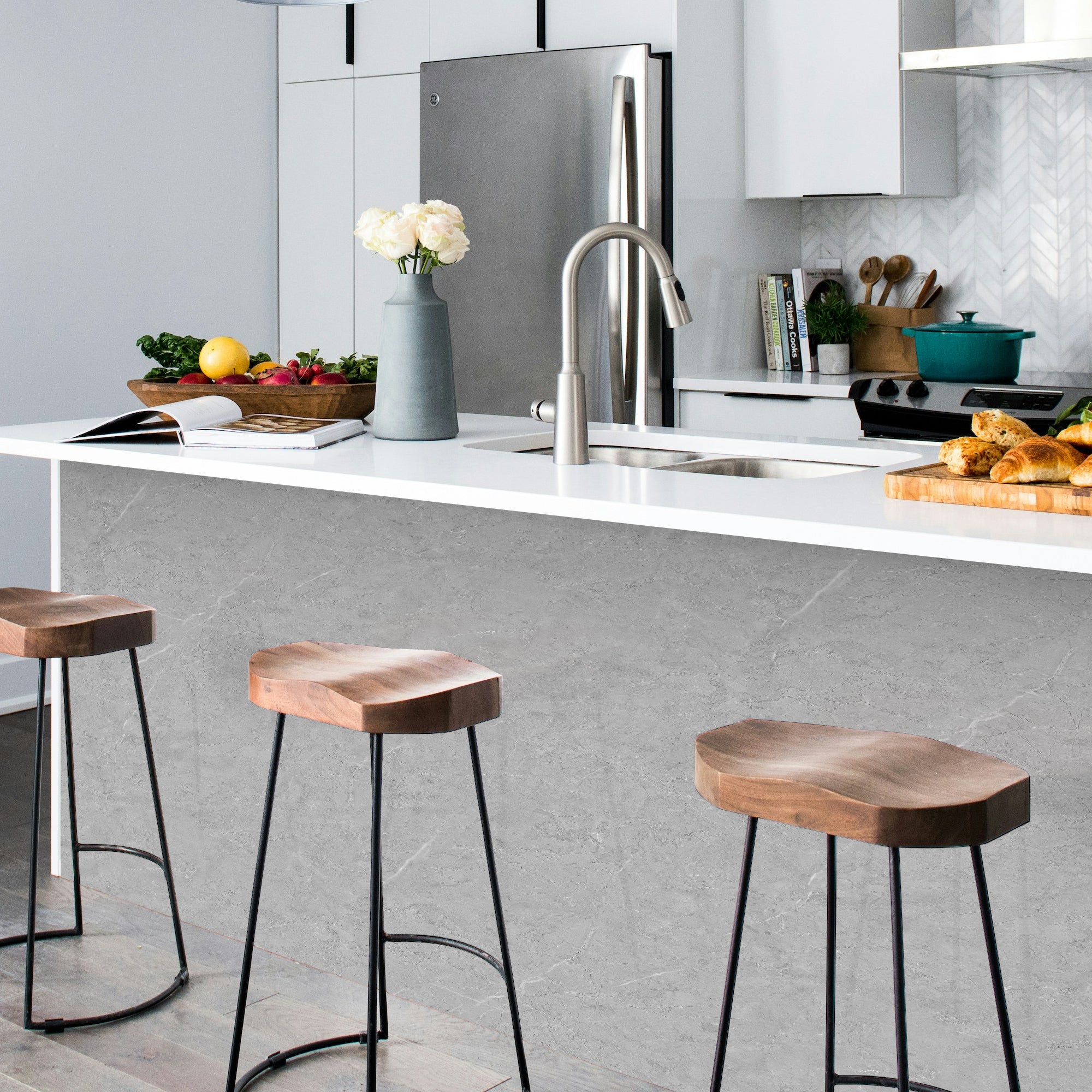 118" x 47" Armani Gray Glossy Peel and Stick Wall Paneling Roll