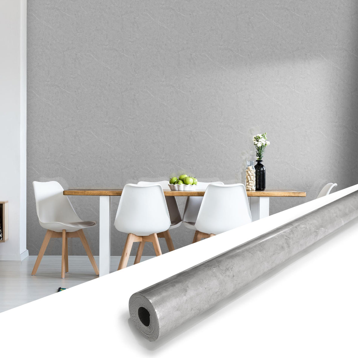 118" x 47" Armani Gray Glossy Peel and Stick Wall Paneling Roll