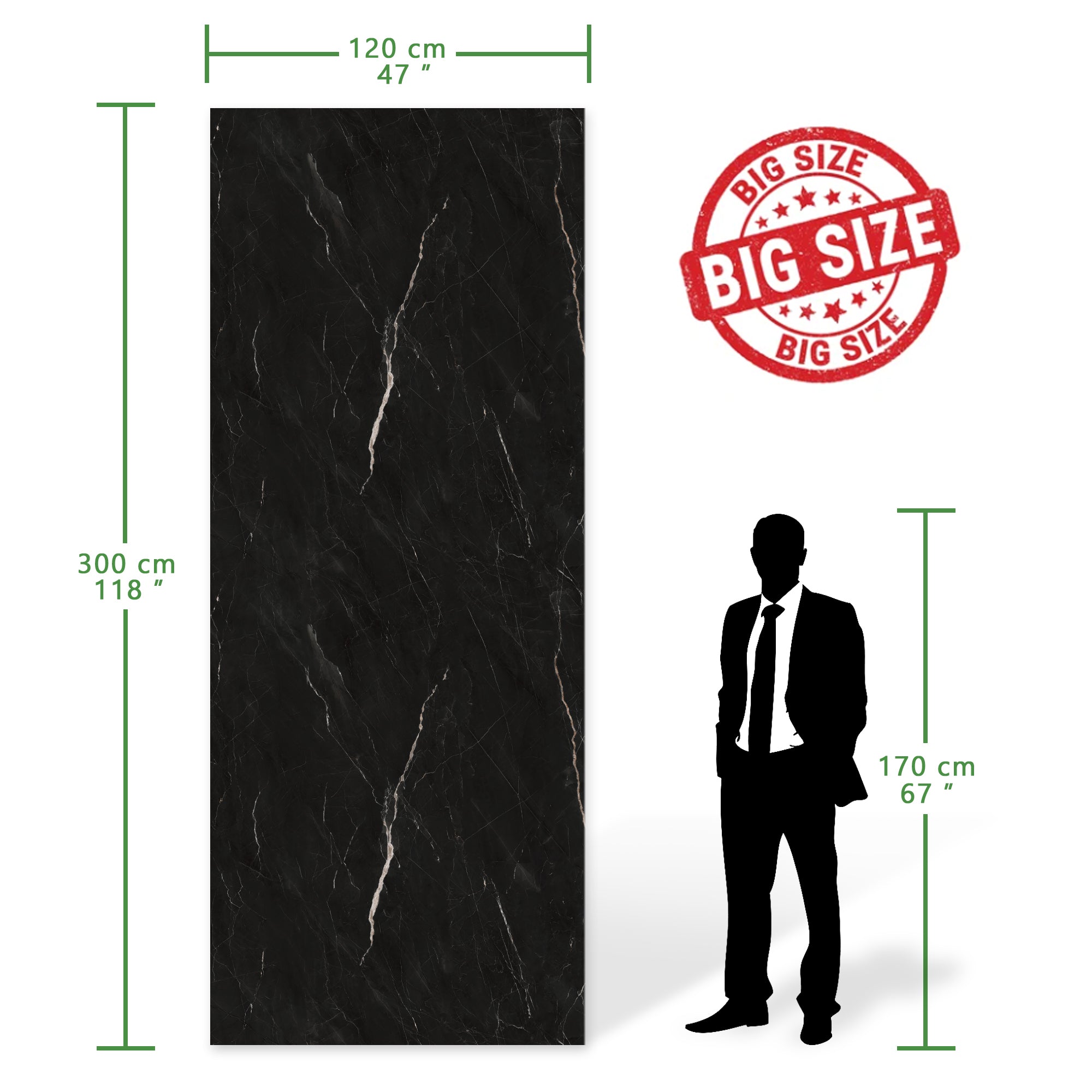 118" x 47" Black Marquina Glossy Peel and Stick Wall Paneling Roll