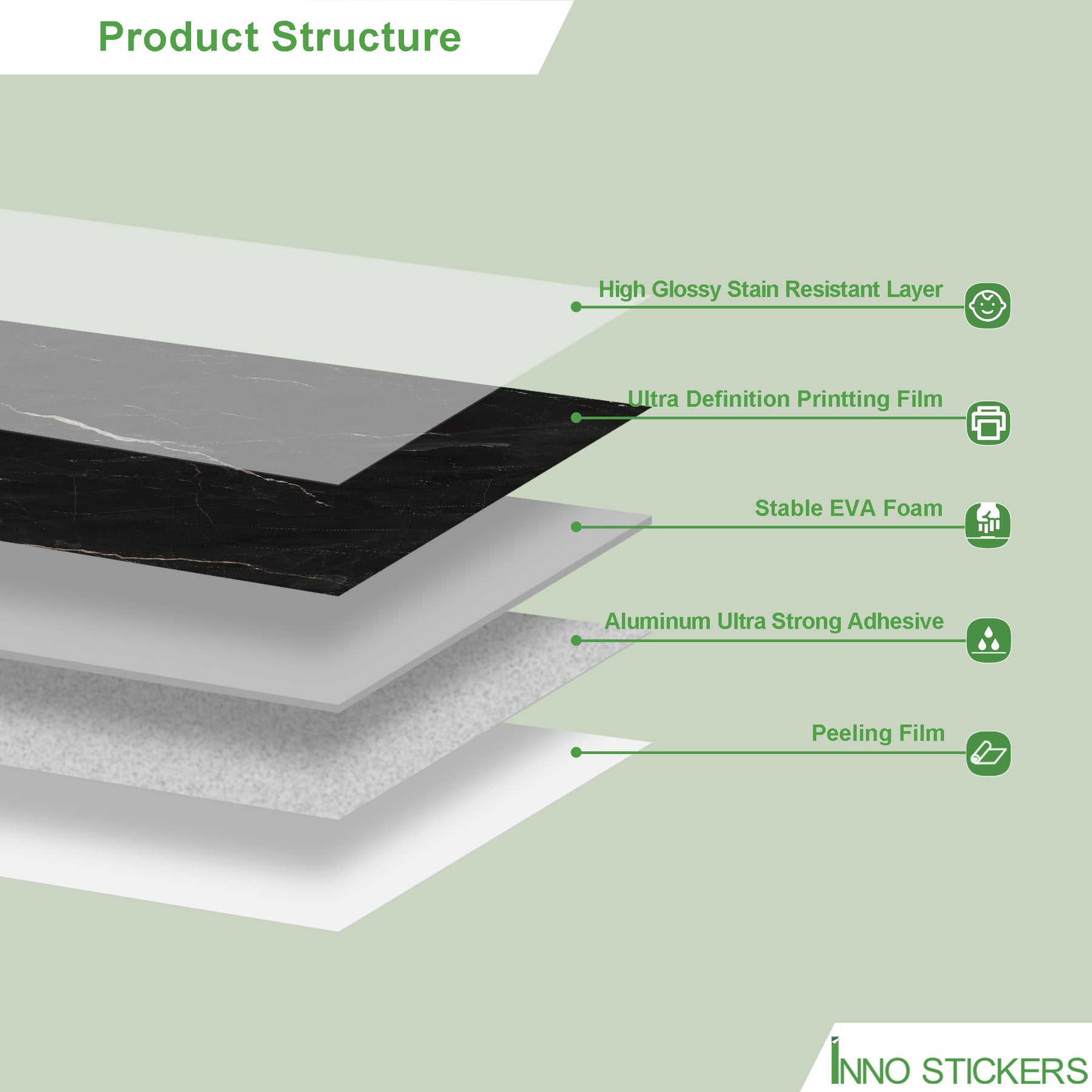 118" x 47" Black Marquina Glossy Peel and Stick Wall Paneling Roll